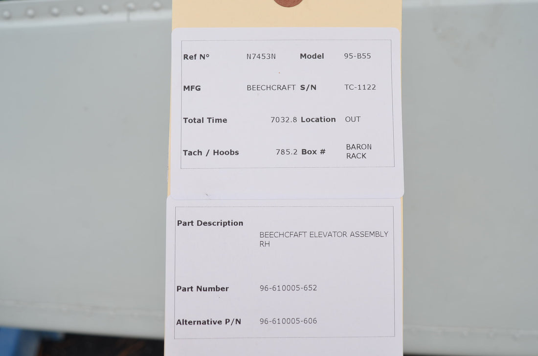 Used aircraft parts for sale 96-610005-656 BEECHCRAFT 95-B55 ELEVATOR ASSEMBLY RH