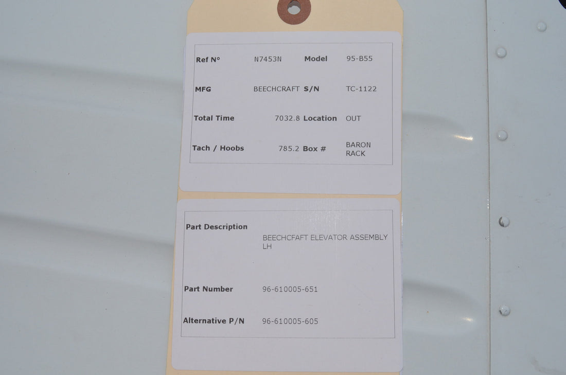 Used aircraft parts for sale 96-610005-655 BEECHCRAFT 95-B55 ELEVATOR ASSEMBLY LH