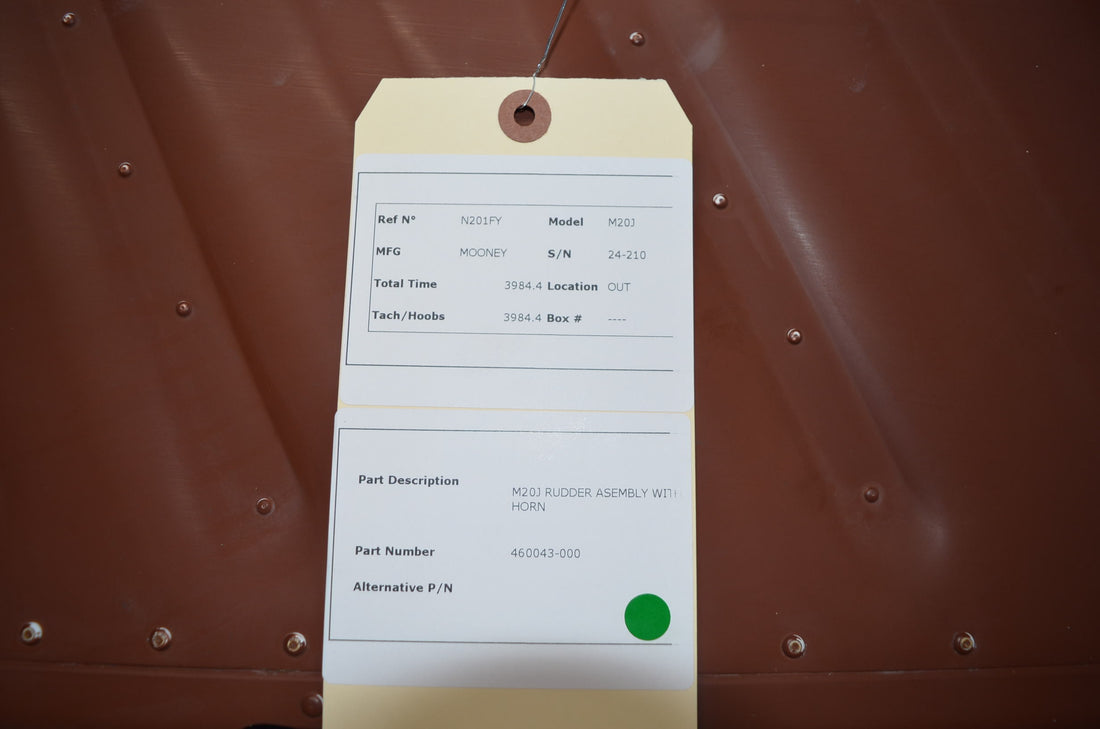 Used aircraft parts for sale 460043-000 MOONEY M20J M20J RUDDER ASSEMBLY WITH HORN