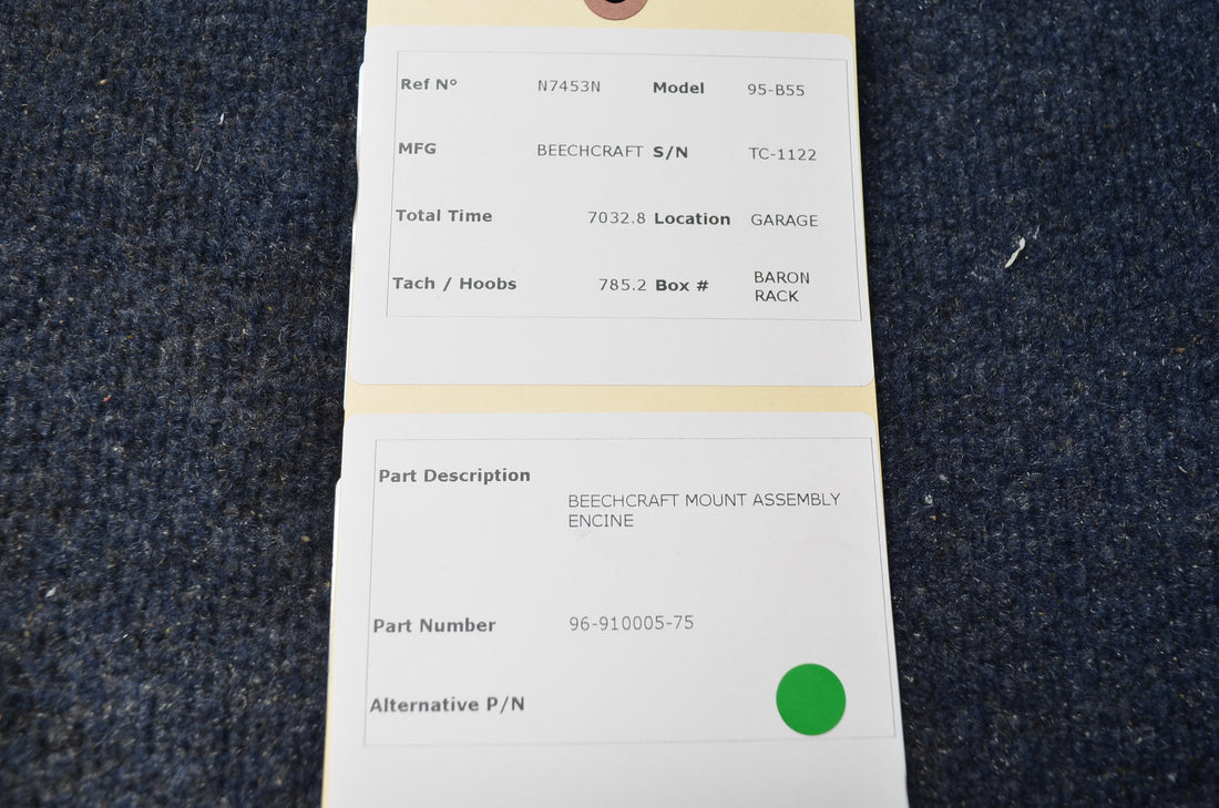 Used aircraft parts for sale 96-910005-75 BEECHCRAFT 95-B55 MOUNT ASSEMBLY ENGINE