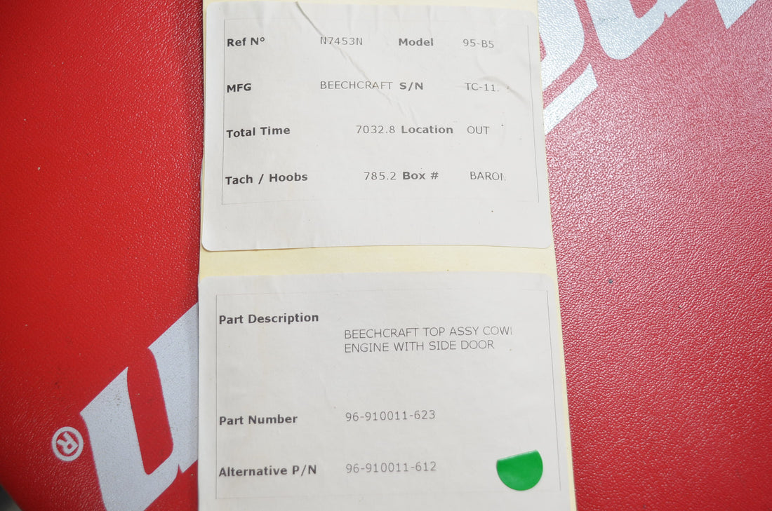 Used aircraft parts for sale 96-910011-623 BEECHCRAFT 95-B55 TOP ASSY COWL ENGINE WITH SIDE DOOR