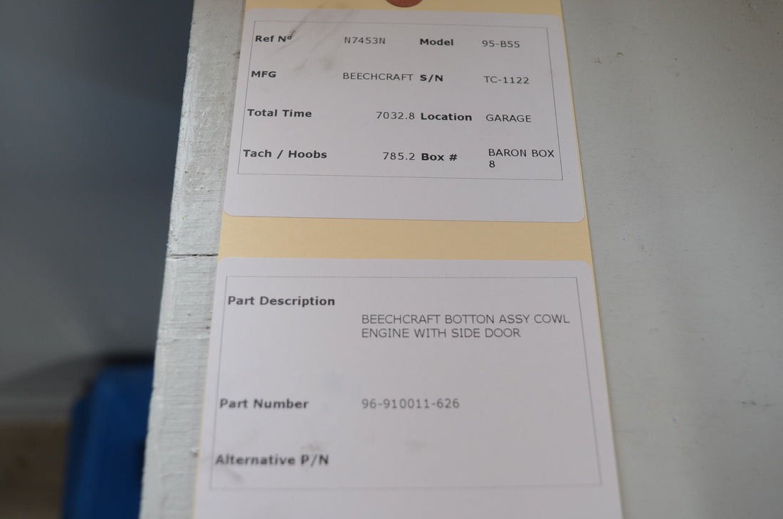 Used aircraft parts for sale 96-910011-626 BEECHCRAFT 95-B55 BOTTON ASSY COWL ENGINE WITH SIDE DOOR