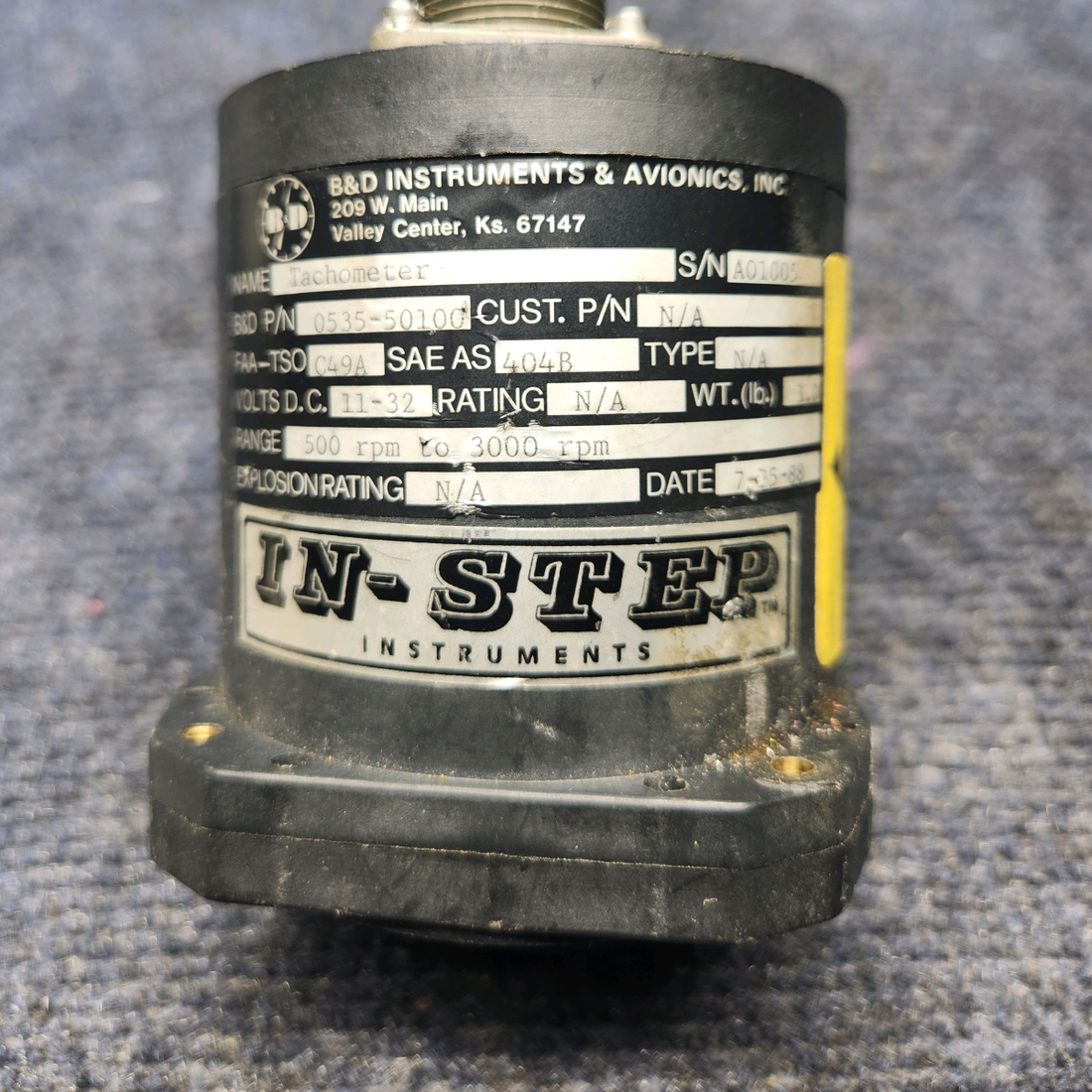 Used aircraft parts for sale, 0535-50100 Mooney M20K B&D INSTRUMENTS TACHOMETER