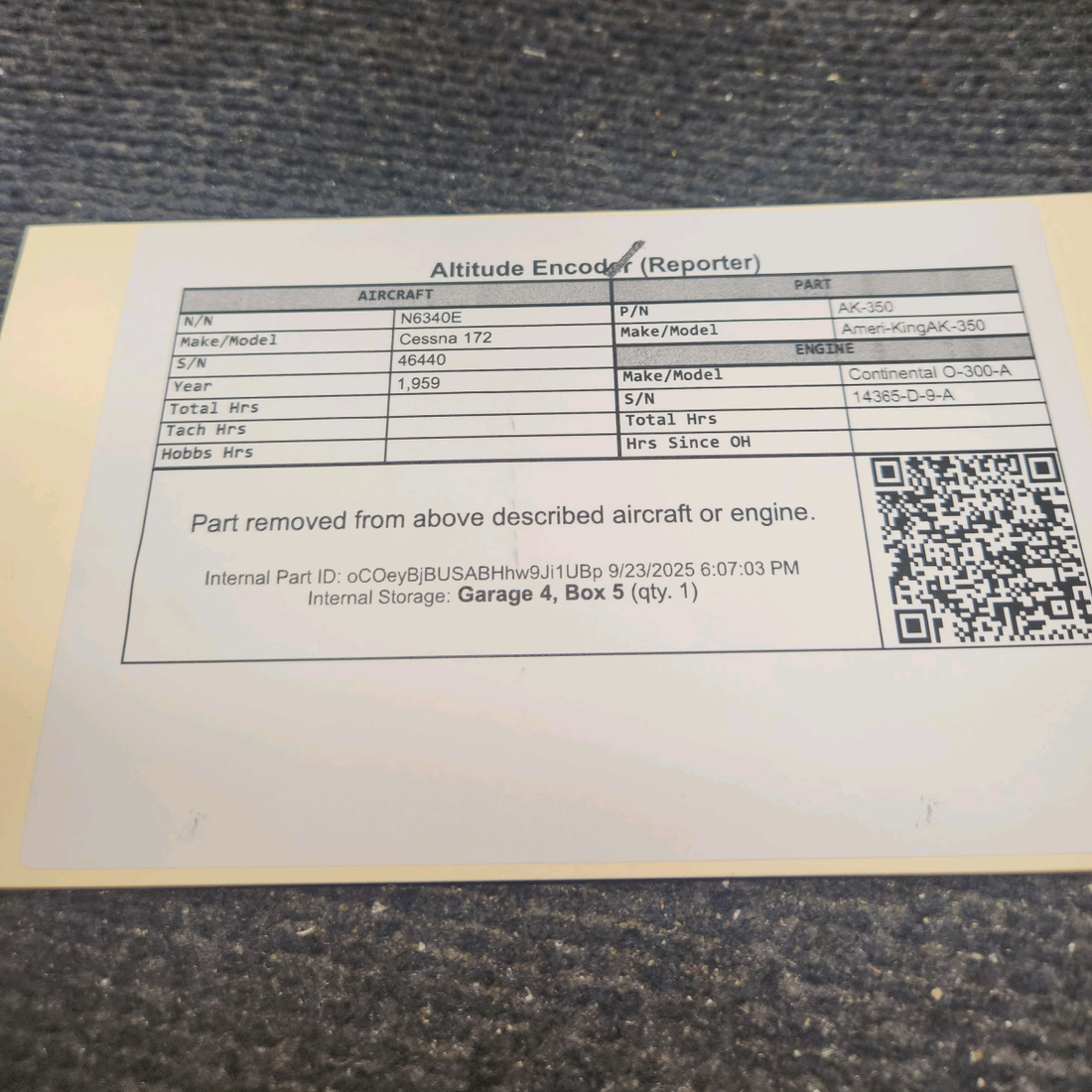 Used aircraft parts for sale, AK-350 Ameri-King AK-350 Cessna 172 Altitude Encoder (Reporter)