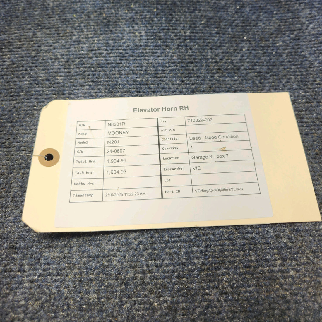 Used aircraft parts for sale, 710029-002 Mooney M20J ELEVATOR HORN RH