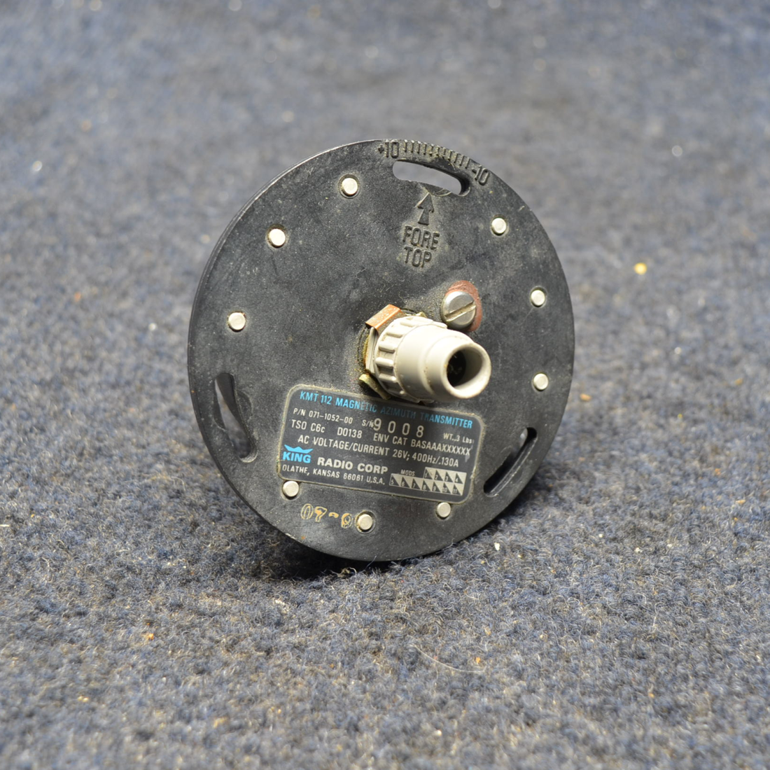 Used aircraft parts for sale, 071-1052-00 PIPER- CESSNA-BEECH- MOONEY VARIOS BENDIX KING KMT-112 MAGNETIC AZIMUTH TRANSMITTER W CONNECTOR