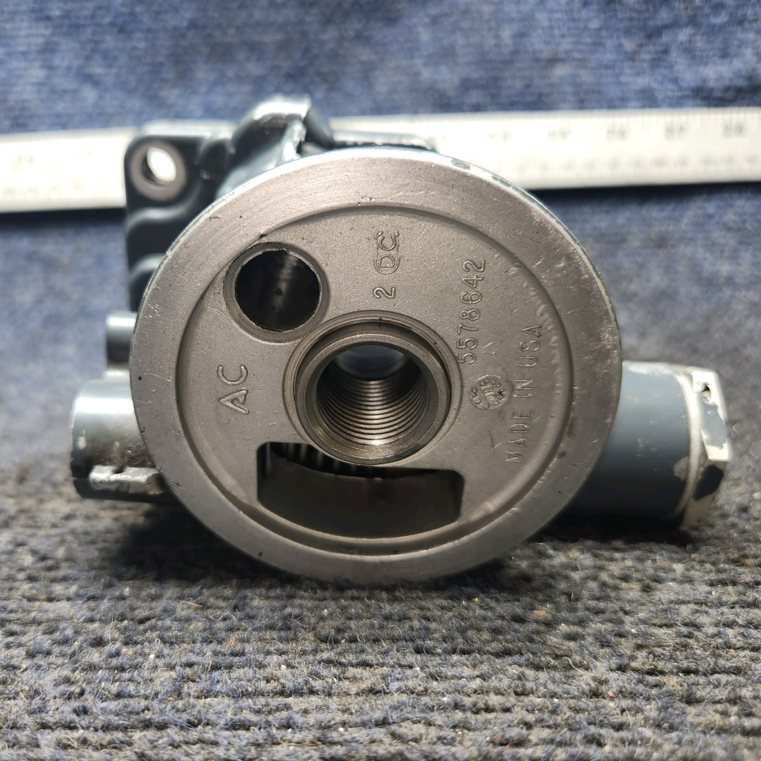 Used aircraft parts for sale, 77852 Lycoming O-320 Piper PA28-161 Oil Filter Base Assembly with Vernatherm Valve