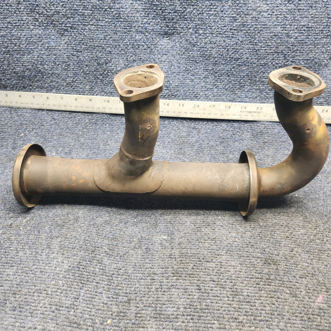Used aircraft parts for sale, 642220-102, 642220-104 Mooney M20K AFT EXHAUST RISER RH WITH PROBE HOLE CYL 2 AND CYL 4.