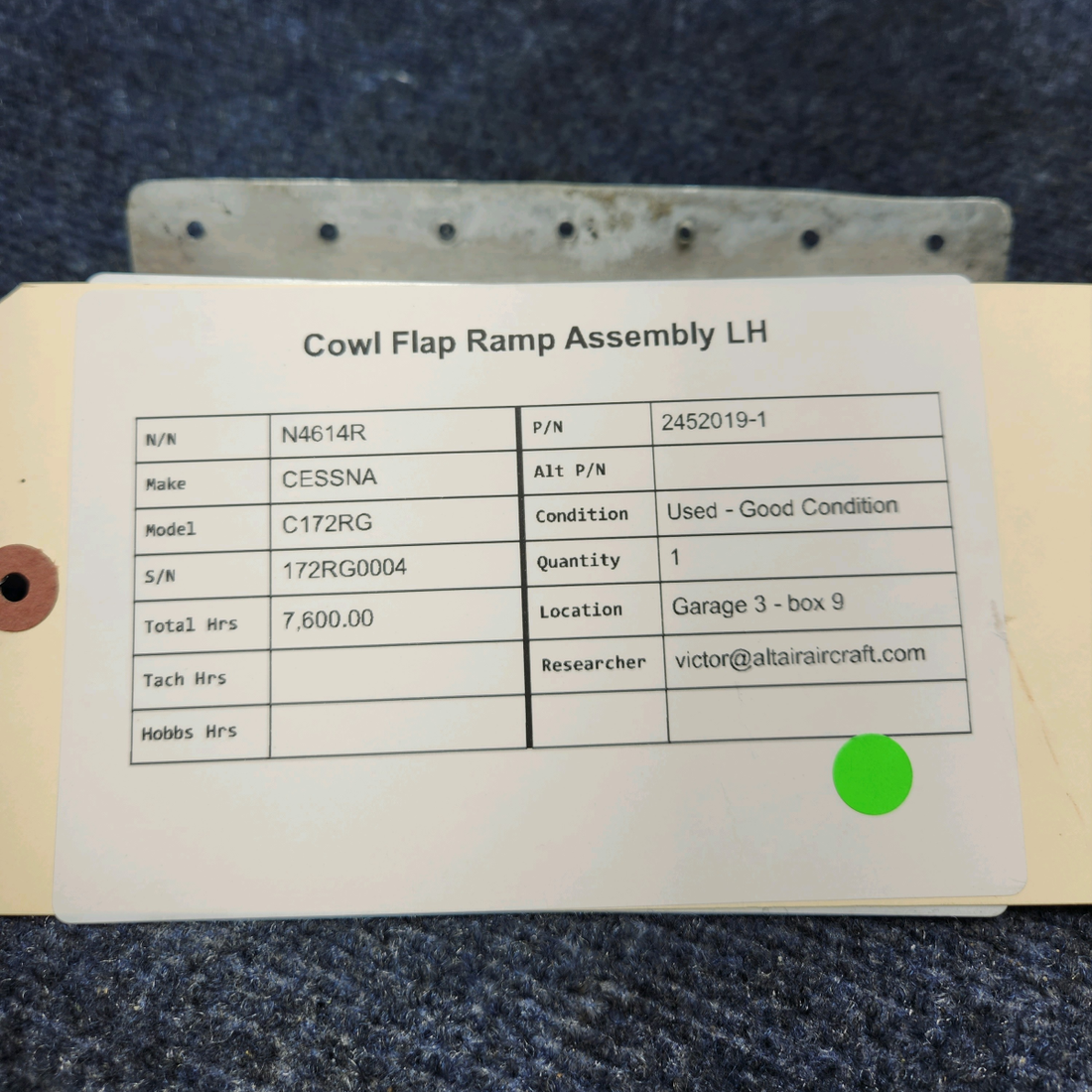 Used aircraft parts for sale, 2452019-1 Cessna CESSNA C172RG COWL FLAP RAMP ASSEMBLY LH