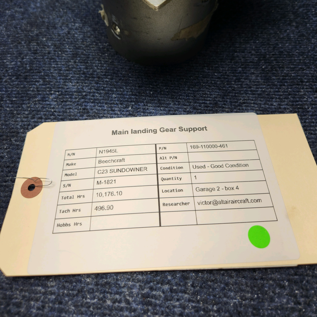 Used aircraft parts for sale, 169-110000-461 Beechcraft C23 SUNDOWNER MAIN LANDING GEAR SUPPORT