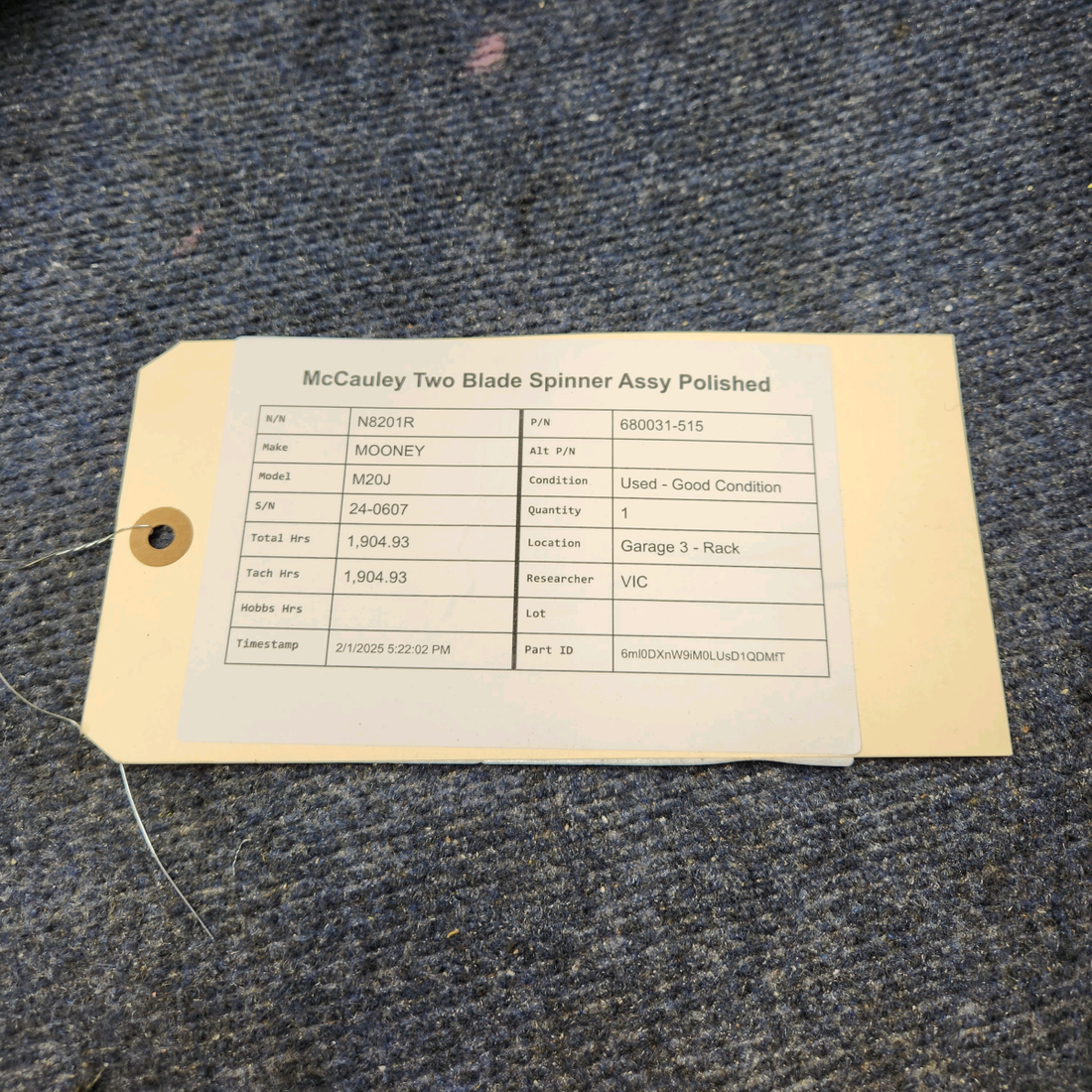 Used aircraft parts for sale, 680031-515 MOONEY M20J MCCAULEY TWO BLADE SPINNER ASSY POLISHED