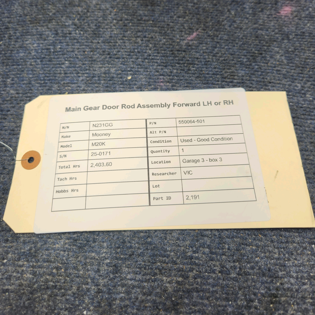 Used aircraft parts for sale, 550064-501 Mooney M20K MAIN GEAR DOOR ROD ASSEMBLY FORWARD LH OR RH