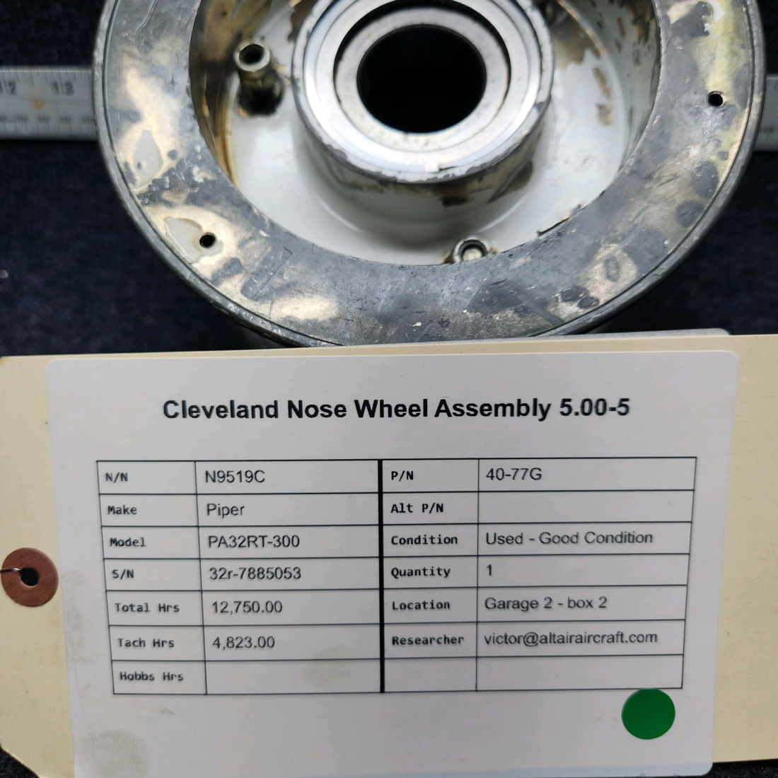 Used aircraft parts for sale, 40-77G Piper PA32RT-300 CLEVELAND NOSE WHEEL ASSEMBLY 5.00-5