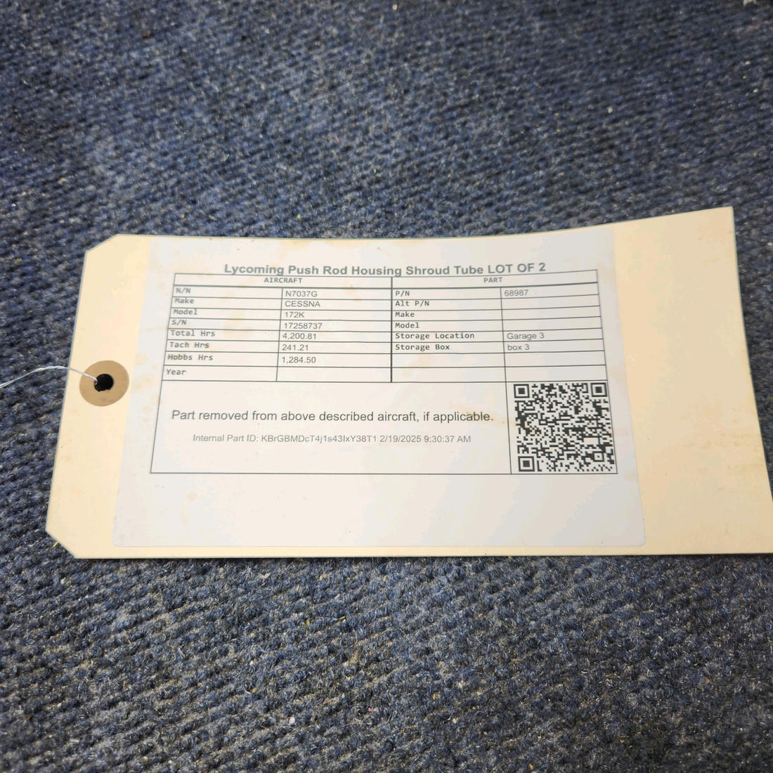 Used aircraft parts for sale, 68987 Lycoming O-320 CESSNA 172K LYCOMING PUSH ROD HOUSING SHROUD TUBE  LOT OF 2