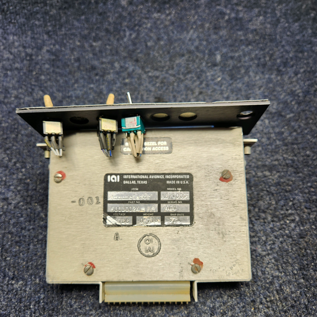 Used aircraft parts for sale, 500D0024 Mooney M20J INTERNATIONAL AVIONICS, INC. ANNUNCIATOR P/N: 500D0061