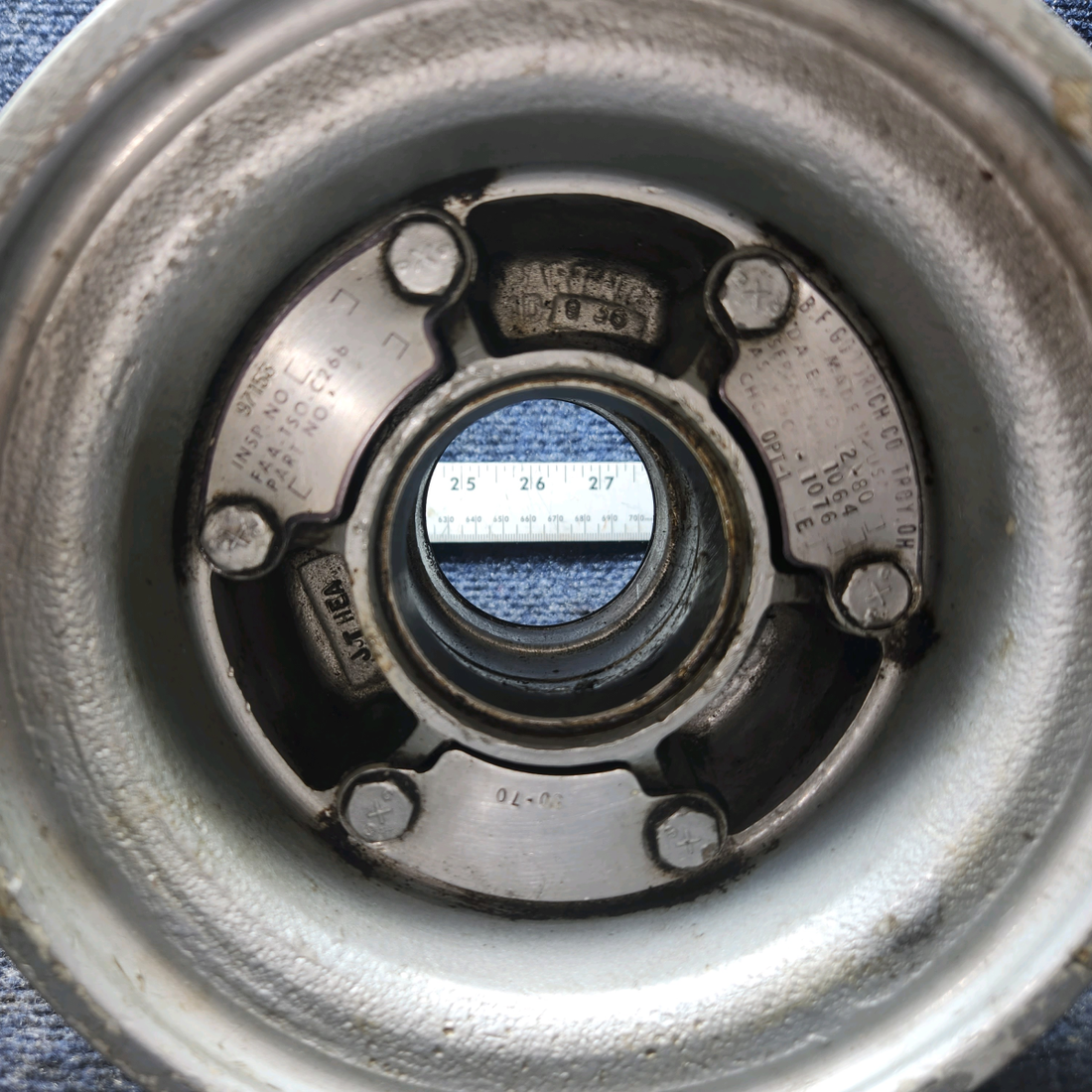 Used aircraft parts for sale, 60-8003-5 BF Goodrich varios Piper, Cessna, Beech, Mooney 6.00-6 Nose Gear Wheel Assembly