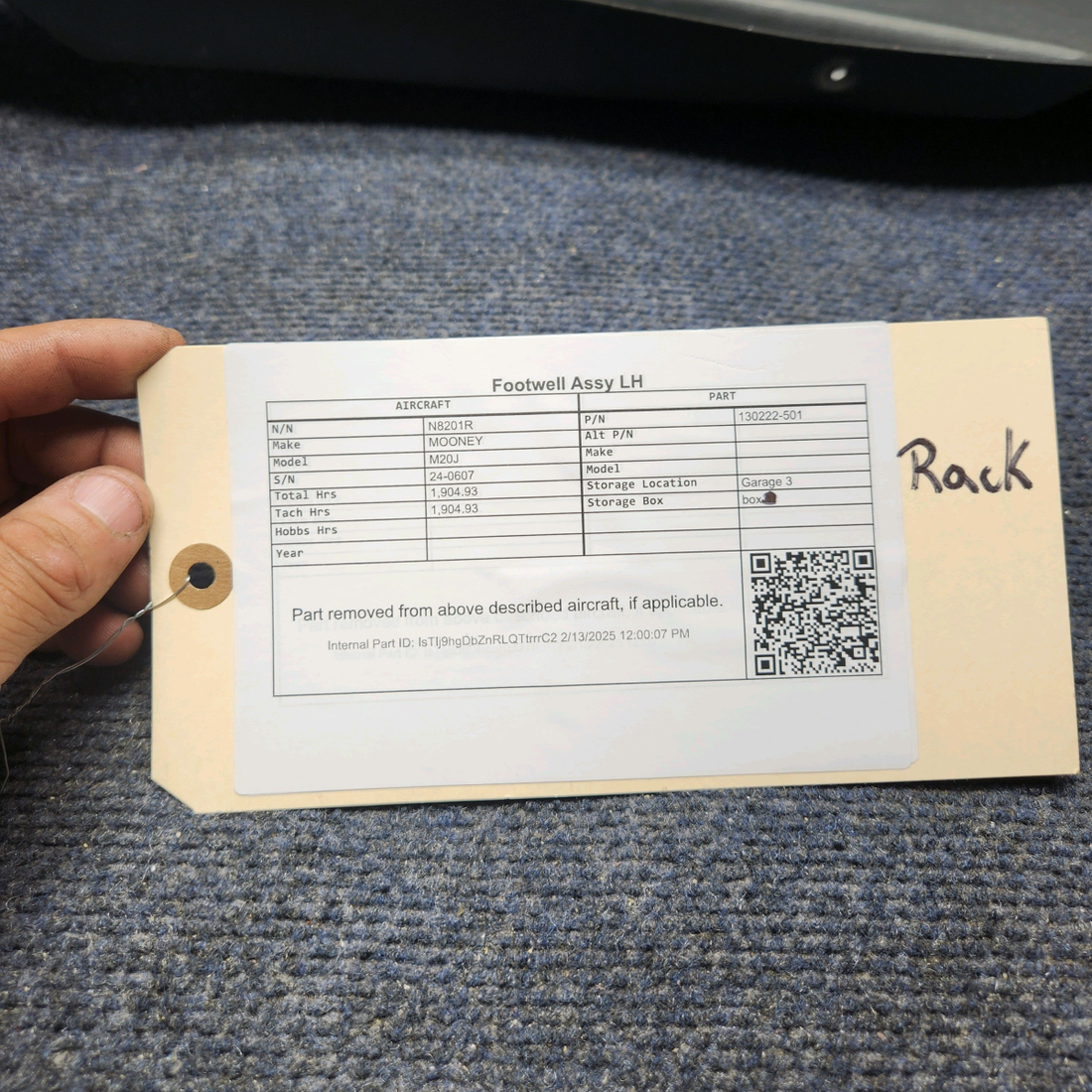 Used aircraft parts for sale, 130222-501 Mooney M20J FOOTWELL ASSY LH