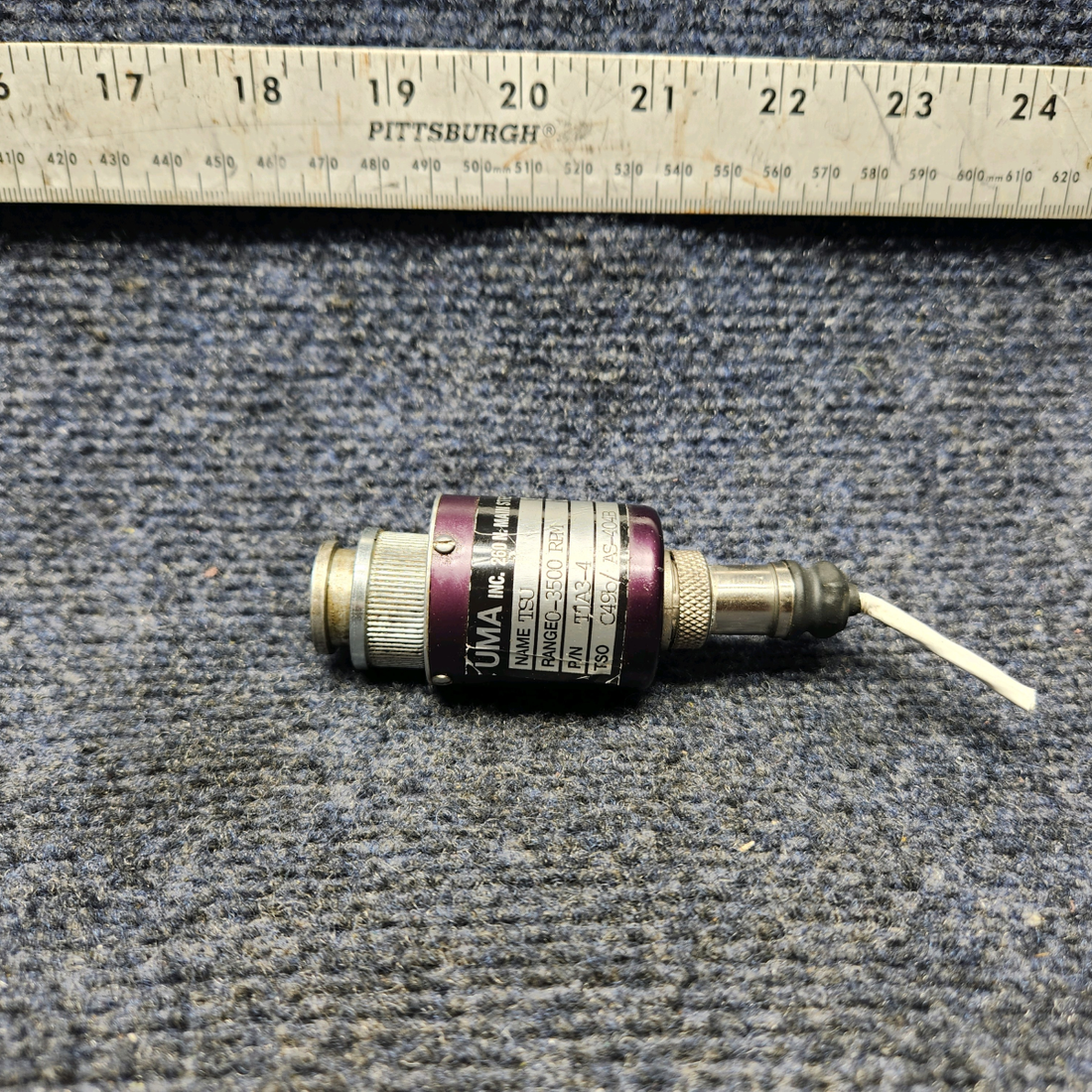 Used aircraft parts for sale, T19-801-112 CESSNA 172K UMA INSTRUMENTS 0-3500 RPM TACHOMETER (3-1/8 INCH),W/ CONNECTOR.
