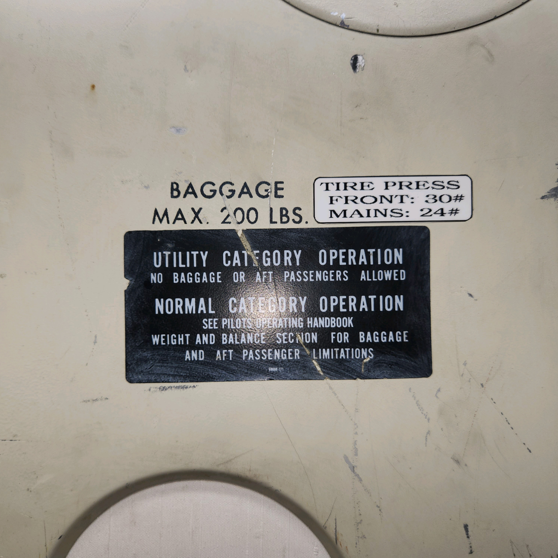 Used aircraft parts for sale, 66793-018 Piper PA28-161 Baggage Door Assembly – Sold with Lock