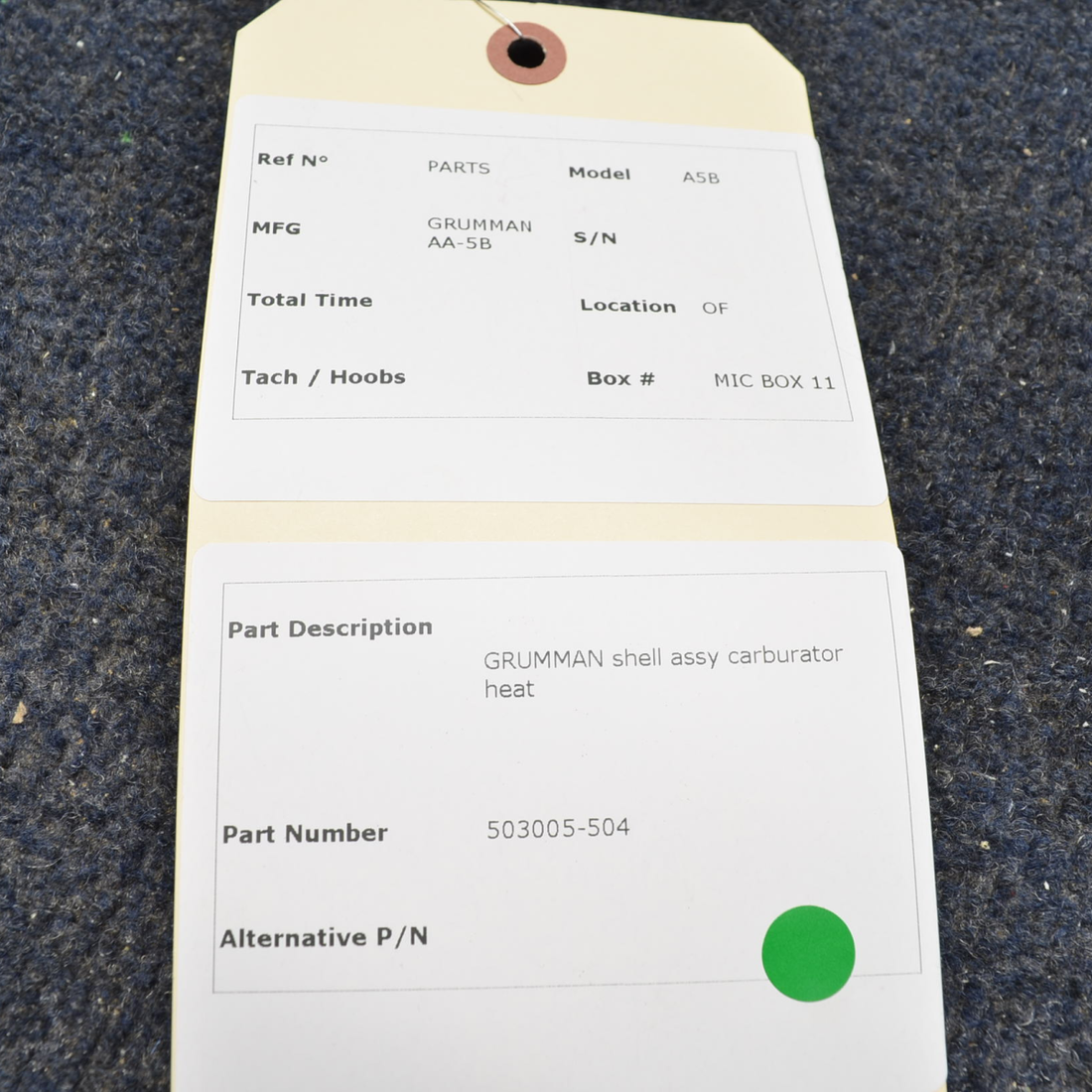 Used aircraft parts for sale, 503005-504 Grumman AA-5B HEAT SHELL ASSY CARBURETOR