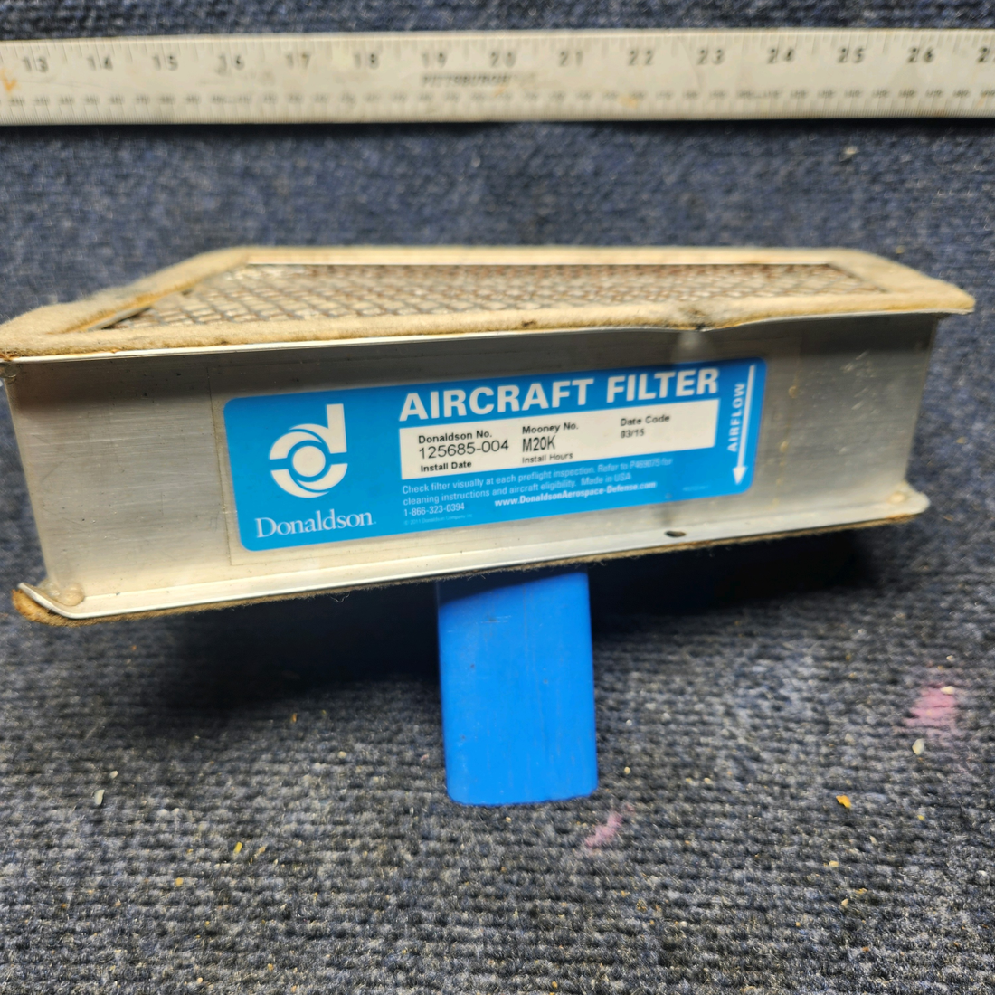Used aircraft parts for sale, 125685-004 Mooney M20K DONALDSON WASHABLE AIR FILTER M20K