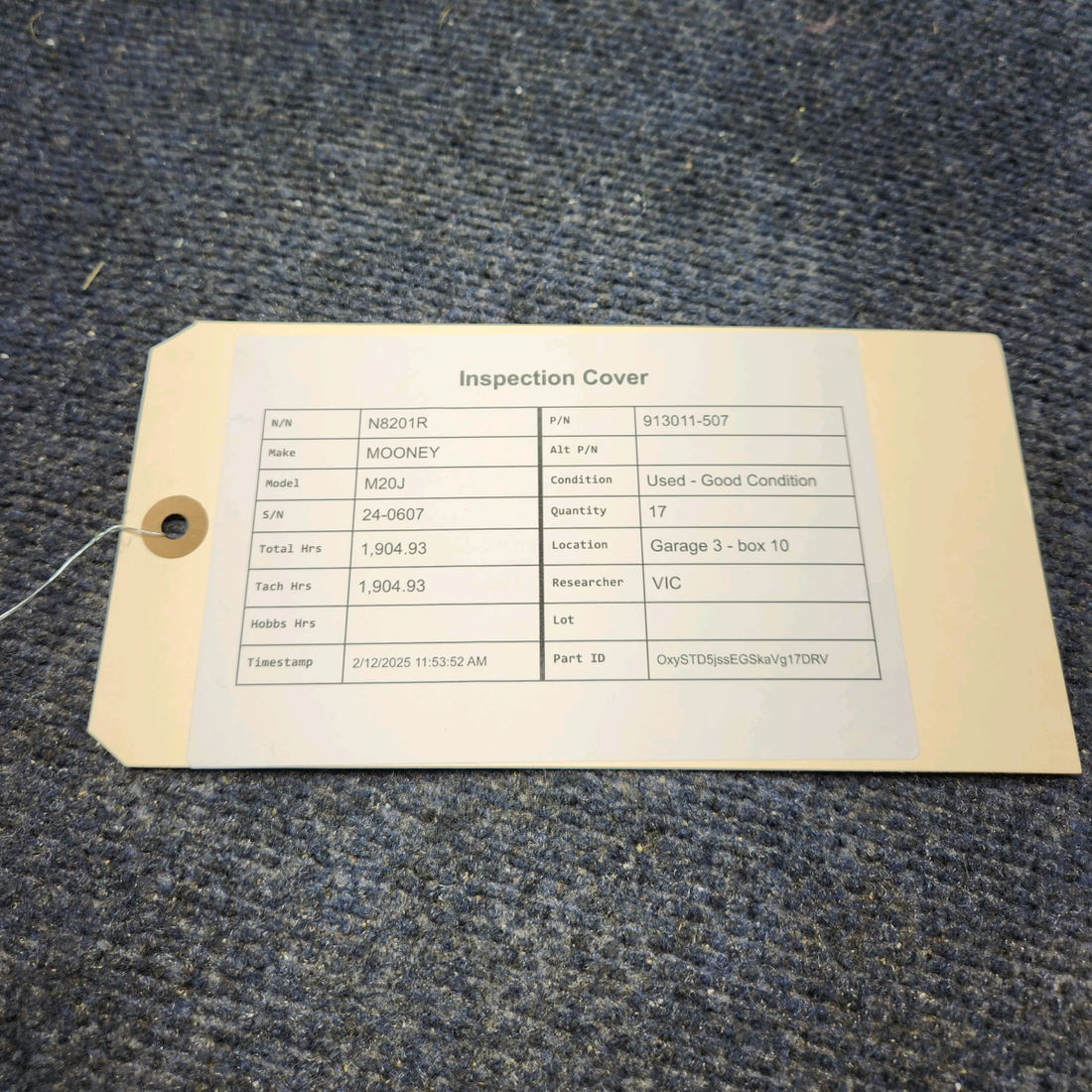 Used aircraft parts for sale, 913011-507 Mooney M20J INSPECTION COVER