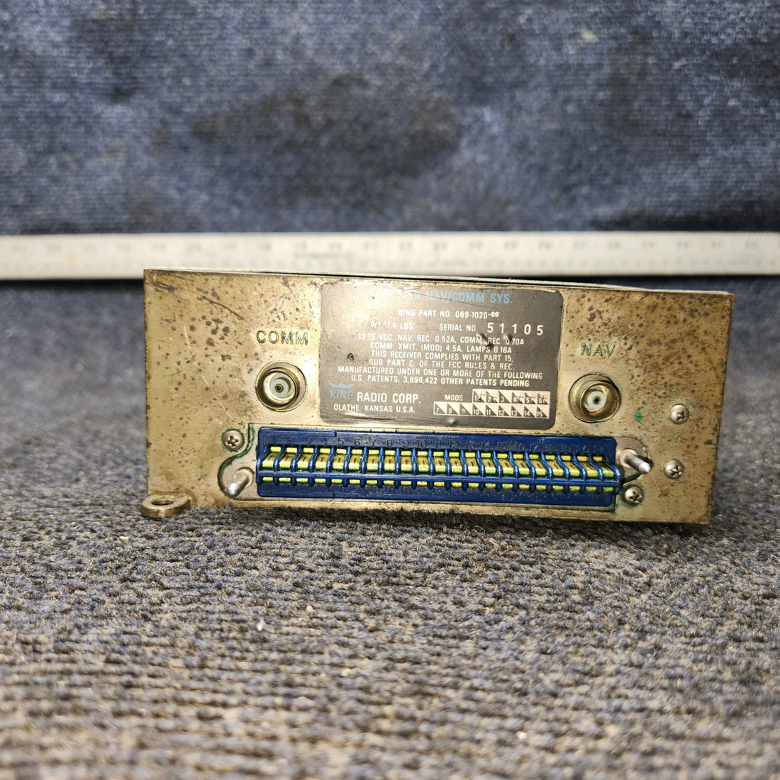 Used aircraft parts for sale, 069-1020-00 King KX-170B Piper PA28-161 Nav-Com with Tray - 14 Volts