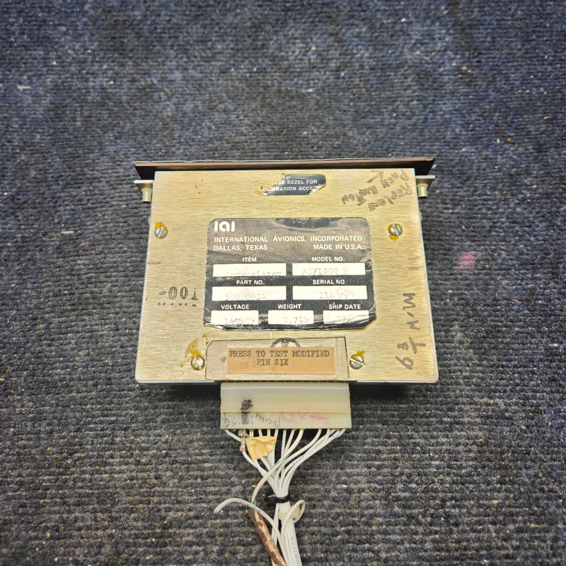 Used aircraft parts for sale, 500D0024-001 International Avionics A8-1000 MOONEY M20J - Year 1978 ANNUNCIATOR (14V)