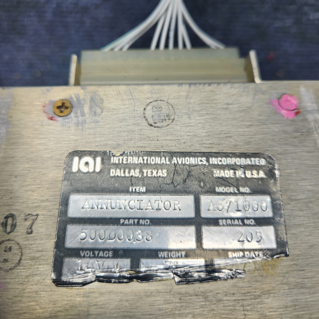 Used aircraft parts for sale, 500D0038 Mooney M20K MODEL A8/1000 ANNUNCIATOR PANEL (VOLTS: 14)