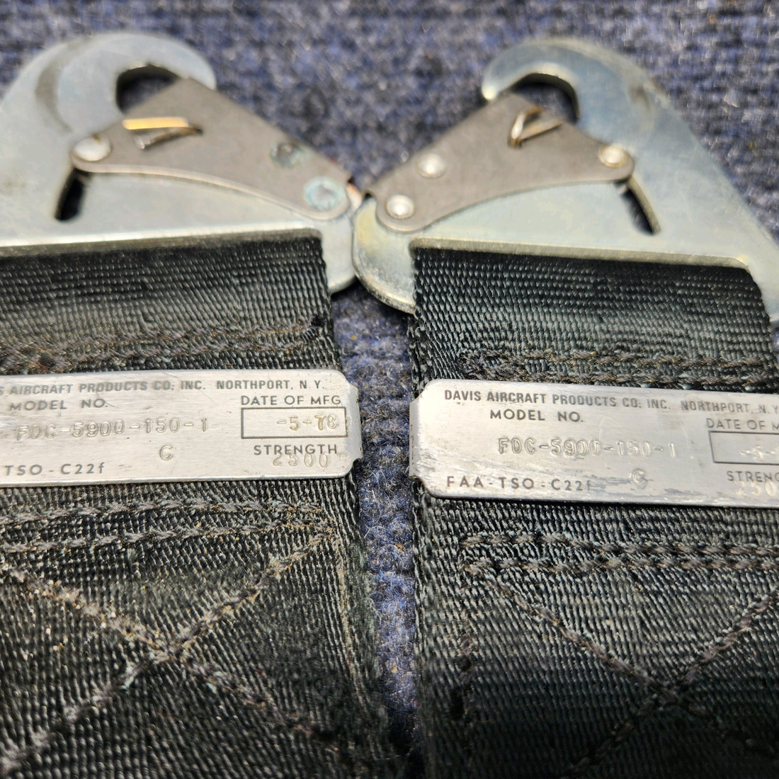 Used aircraft parts for sale, FDC-5900-150-2 Davis Aircraft Products Mooney M20J SEATBELT MOONEY REAR SEAT (BLACK)