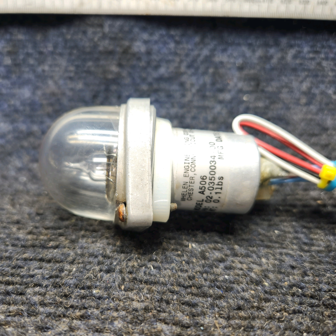 Used aircraft parts for sale, 02‑0350034‑00 WHELEN A506 Mooney M20J Strobe Light Flash Tube Assembly
