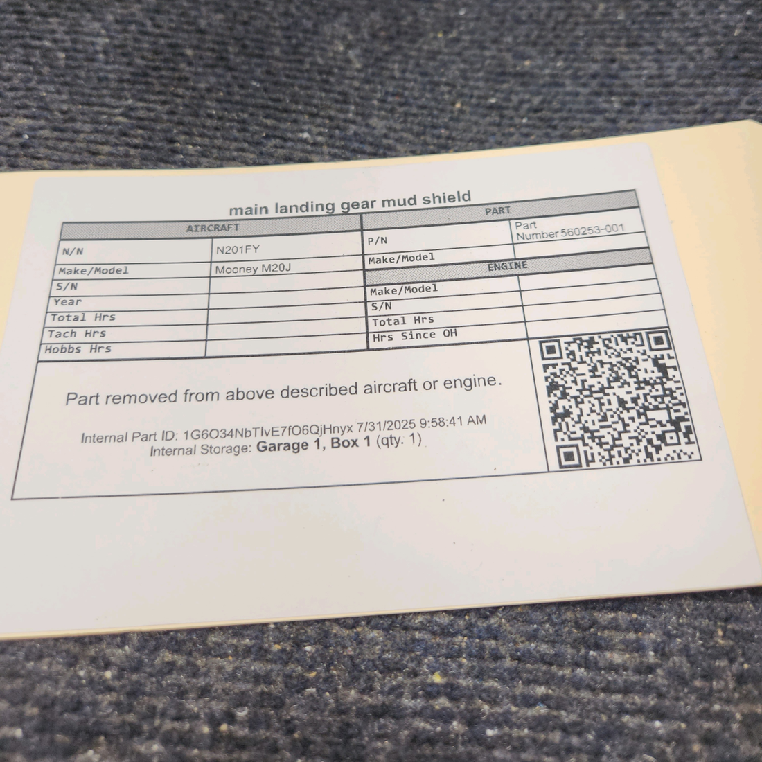 Used aircraft parts for sale, 560253‑001 Mooney M20J Main Gear Mud Cover Set - LH & RH