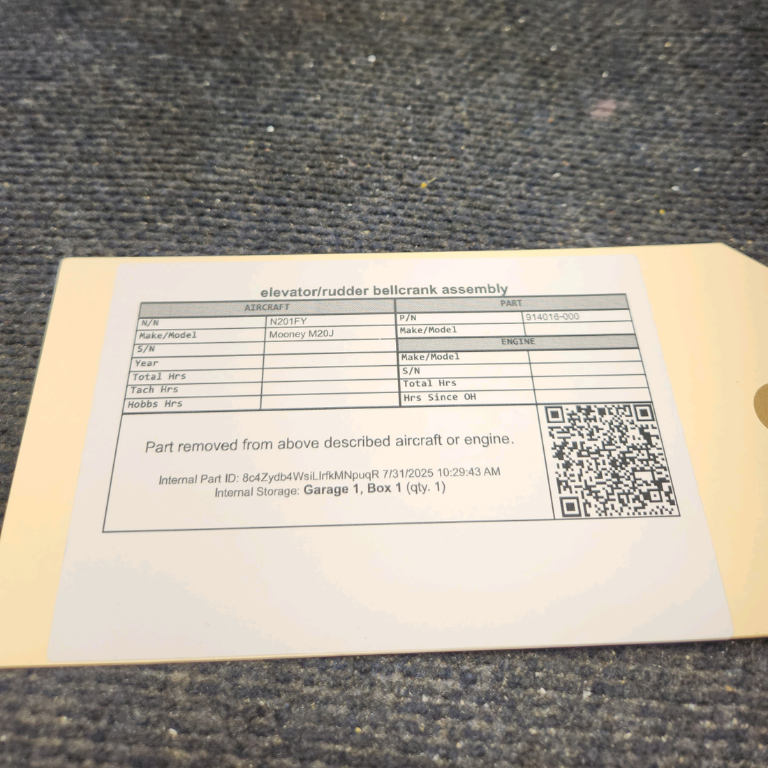 Used aircraft parts for sale, 914016‑000 Mooney M20J Bellcrank Assembly