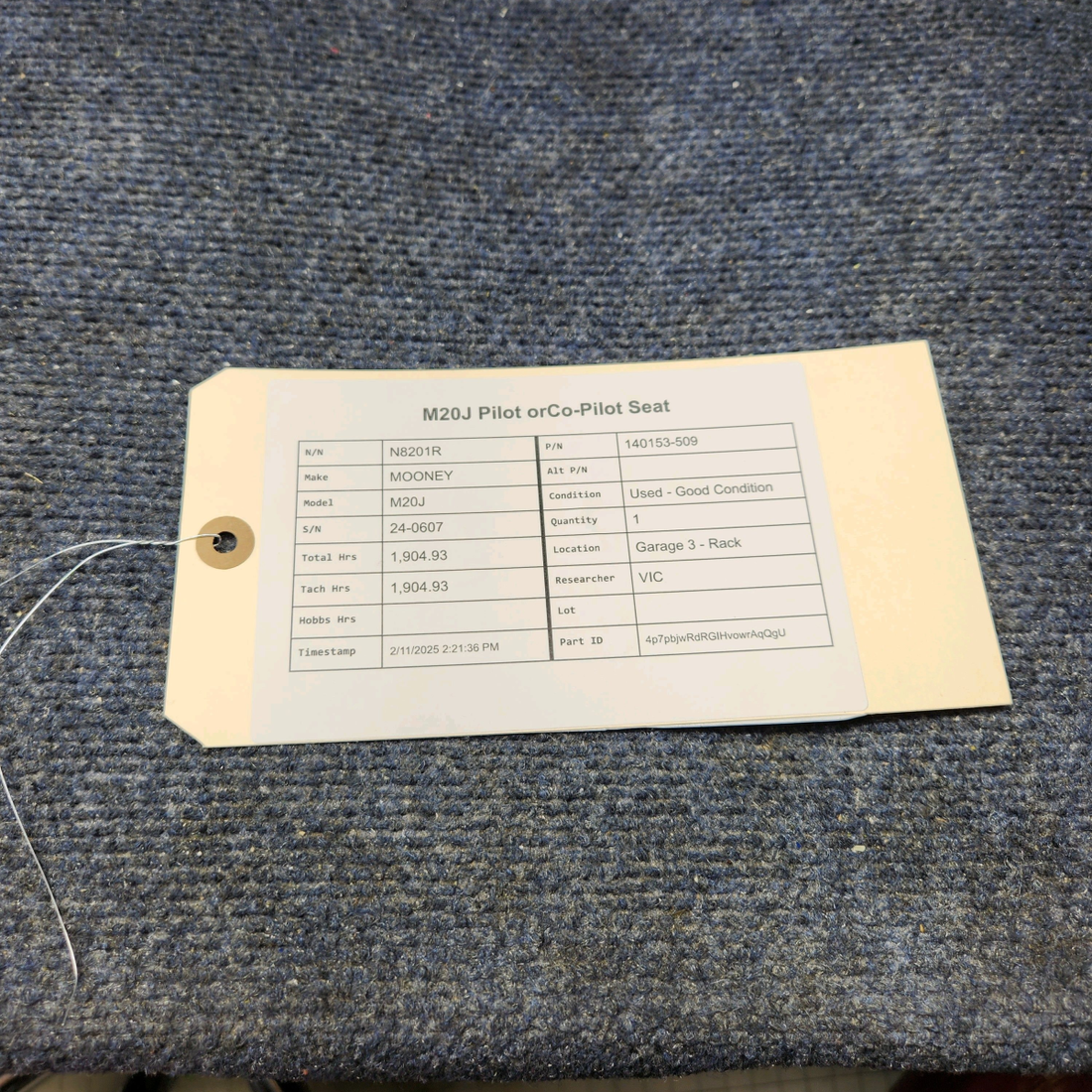 Used aircraft parts for sale, 140153-509 Mooney M20J M20J PILOT OR CO-PILOT SEAT