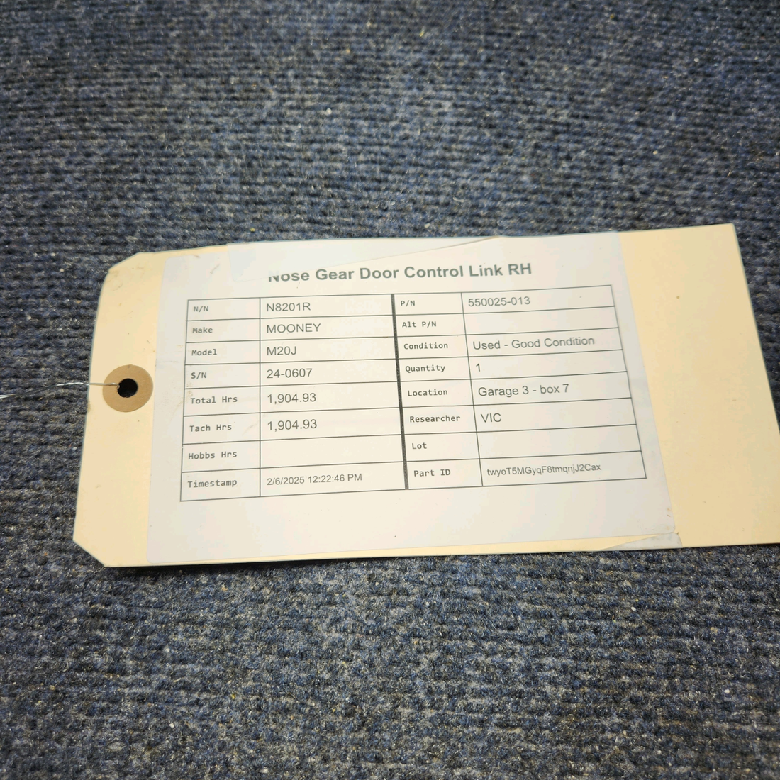 Used aircraft parts for sale, 550025-013 Mooney M20J NOSE GEAR DOOR CONTROL LINK