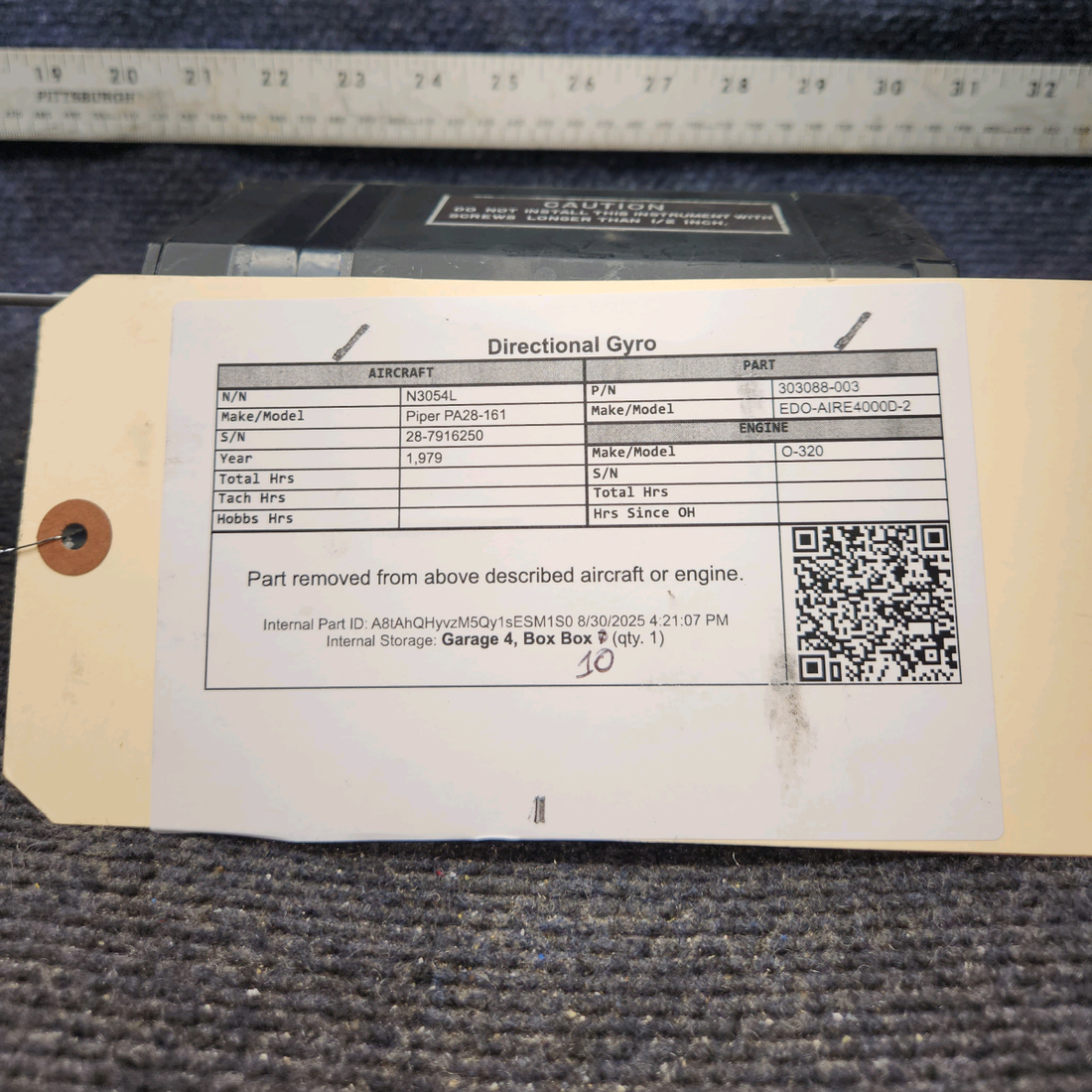 Used aircraft parts for sale, 4000D-2 EDO-AIRE 4000D-2 Piper PA28-161 Directional Gyro