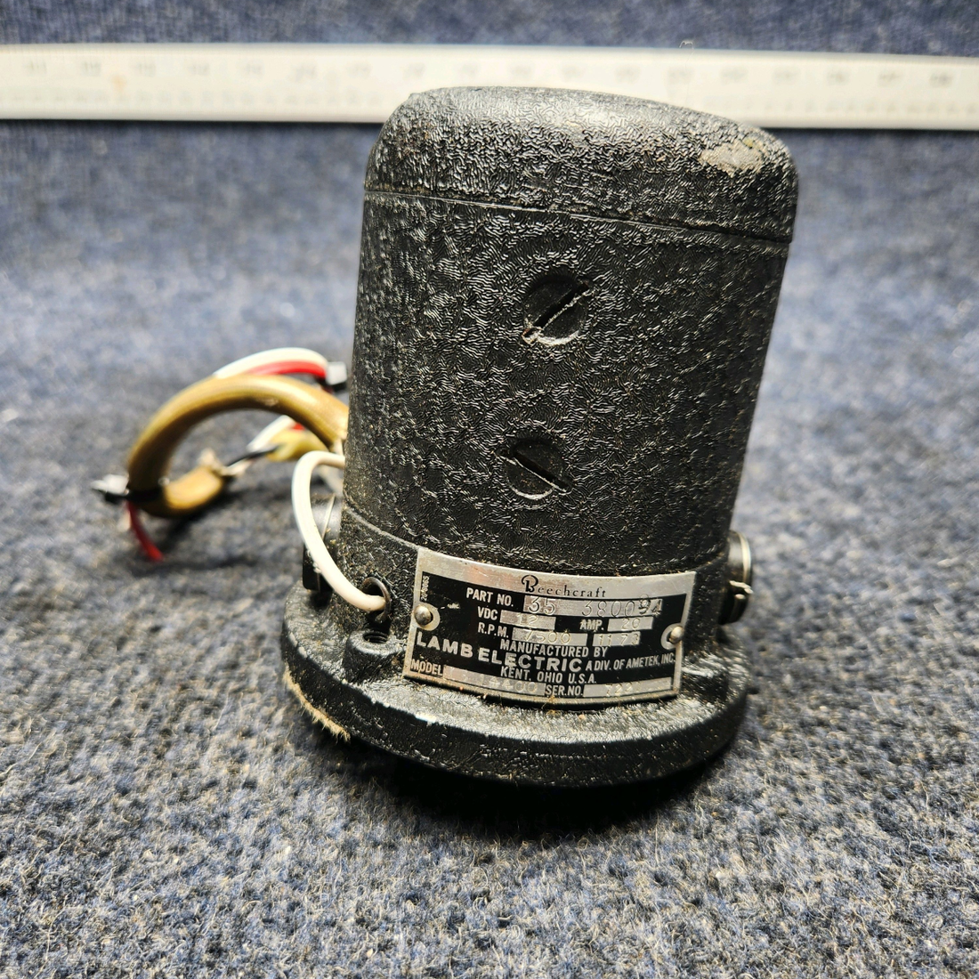 Used aircraft parts for sale, 35-380094-3 Lamb Electric BEECHCRAFT F35 LANDING GEAR RETRACT MOTOR 12 VOLTS