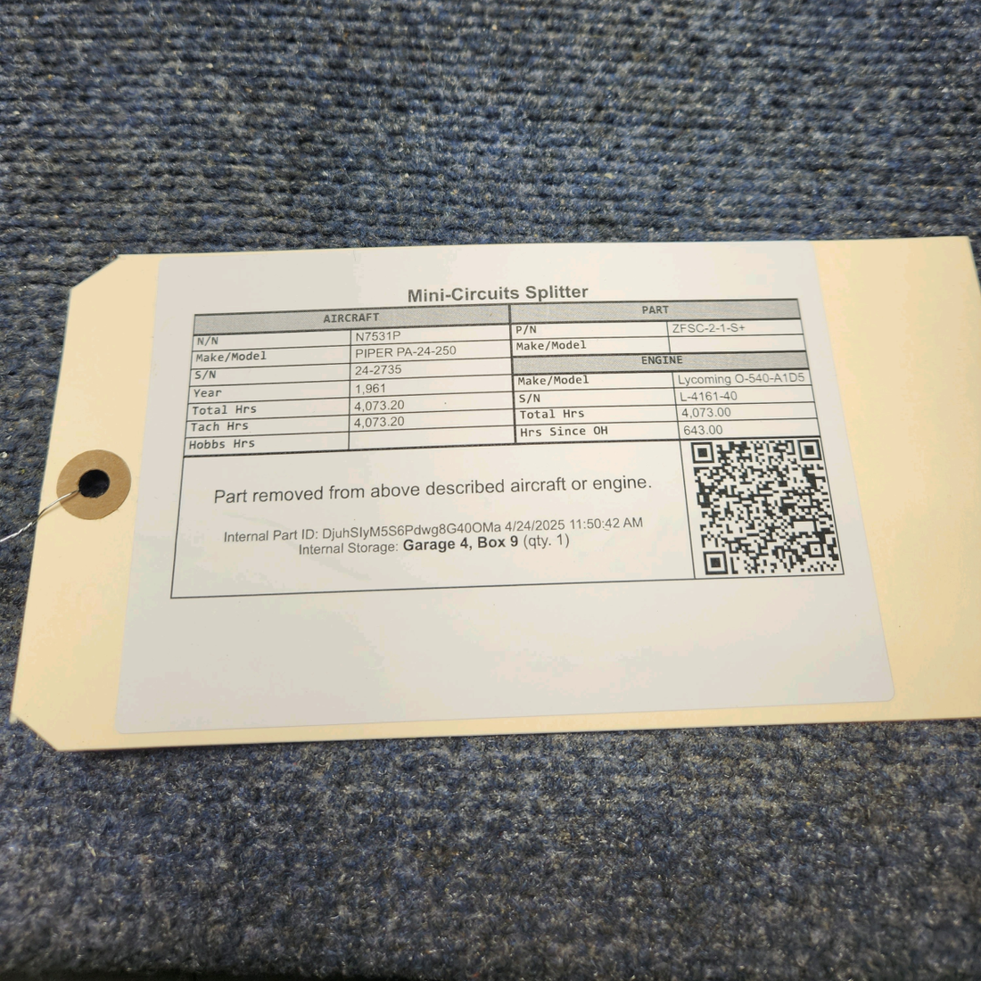 Used aircraft parts for sale, ZFSC-2-1-S+ PIPER PA-24-250 Mini-Circuits  Splitter