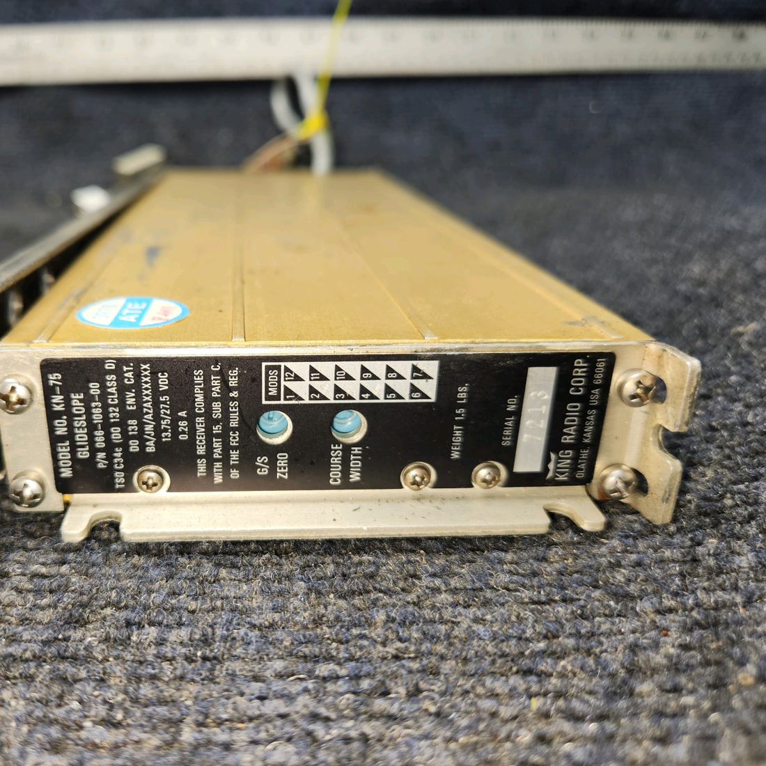 Used aircraft parts for sale, 066-1063-00 King KN-75 Piper PA28-161 Glideslope Computer with Mods (14-28V)