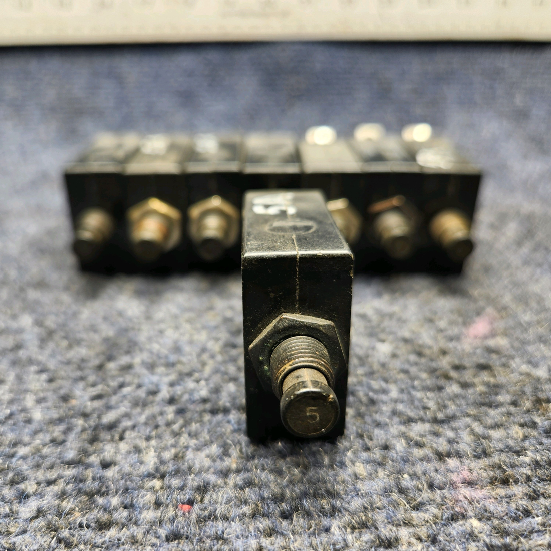 Used aircraft parts for sale, S1232-505 Wood Electric PUSH TO RESET CIRCUIT BREAKER 5A "PRICE PER EACH"