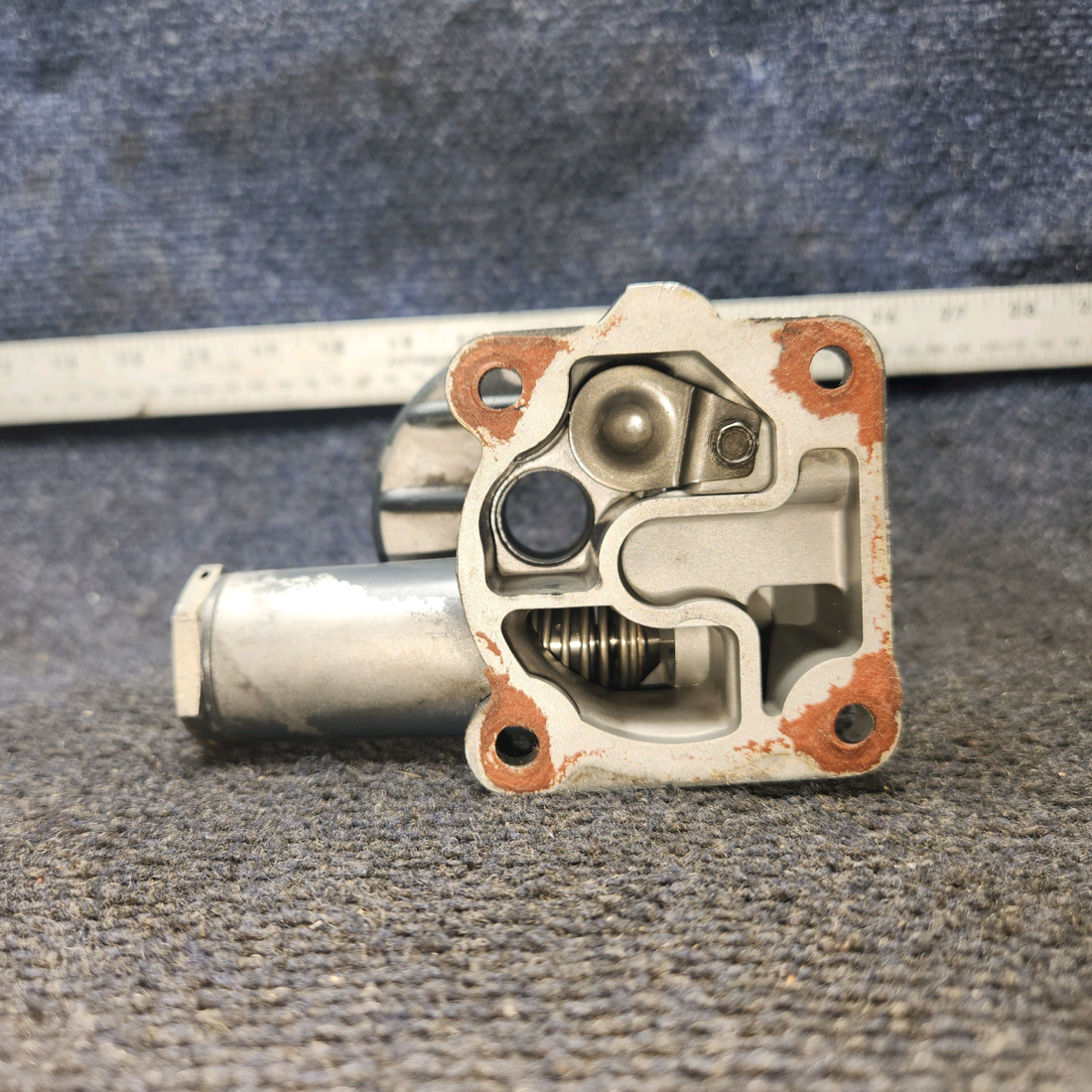 Used aircraft parts for sale, 77852 Lycoming O-320 Piper PA28-161 Oil Filter Base Assembly with Vernatherm Valve