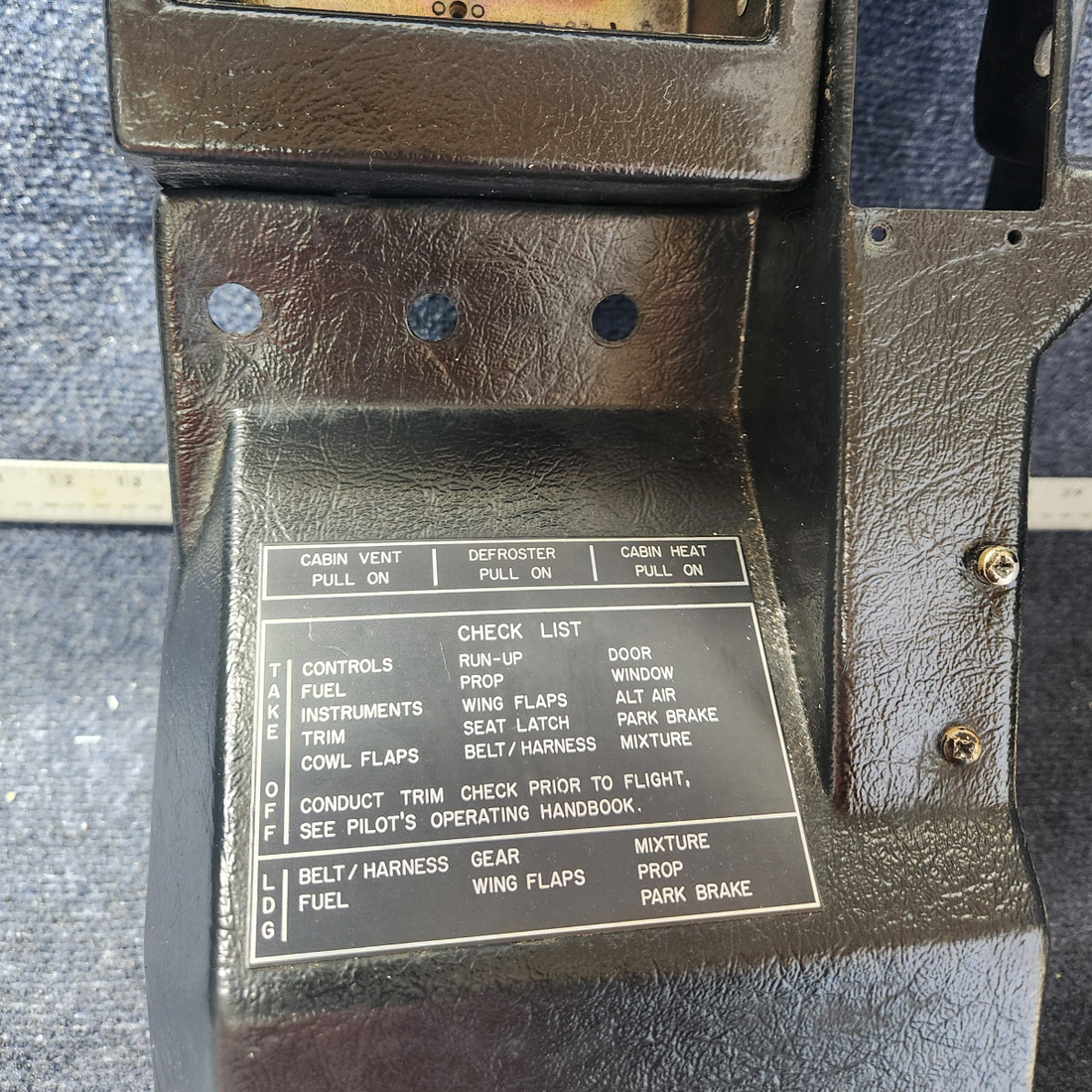 Used aircraft parts for sale, 340288-015 Mooney M20K CENTER CONSOLE PLASTIC COVER-SEE PHOTOS FOR DETAILS