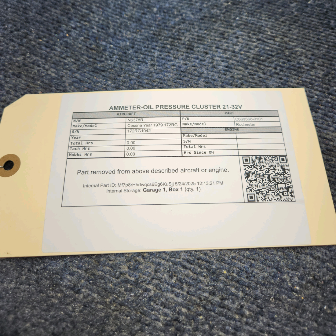 Used aircraft parts for sale, C669560-0101 Rochester Cessna 172RG AMMETER-OIL PRESSURE CLUSTER 21-32V
