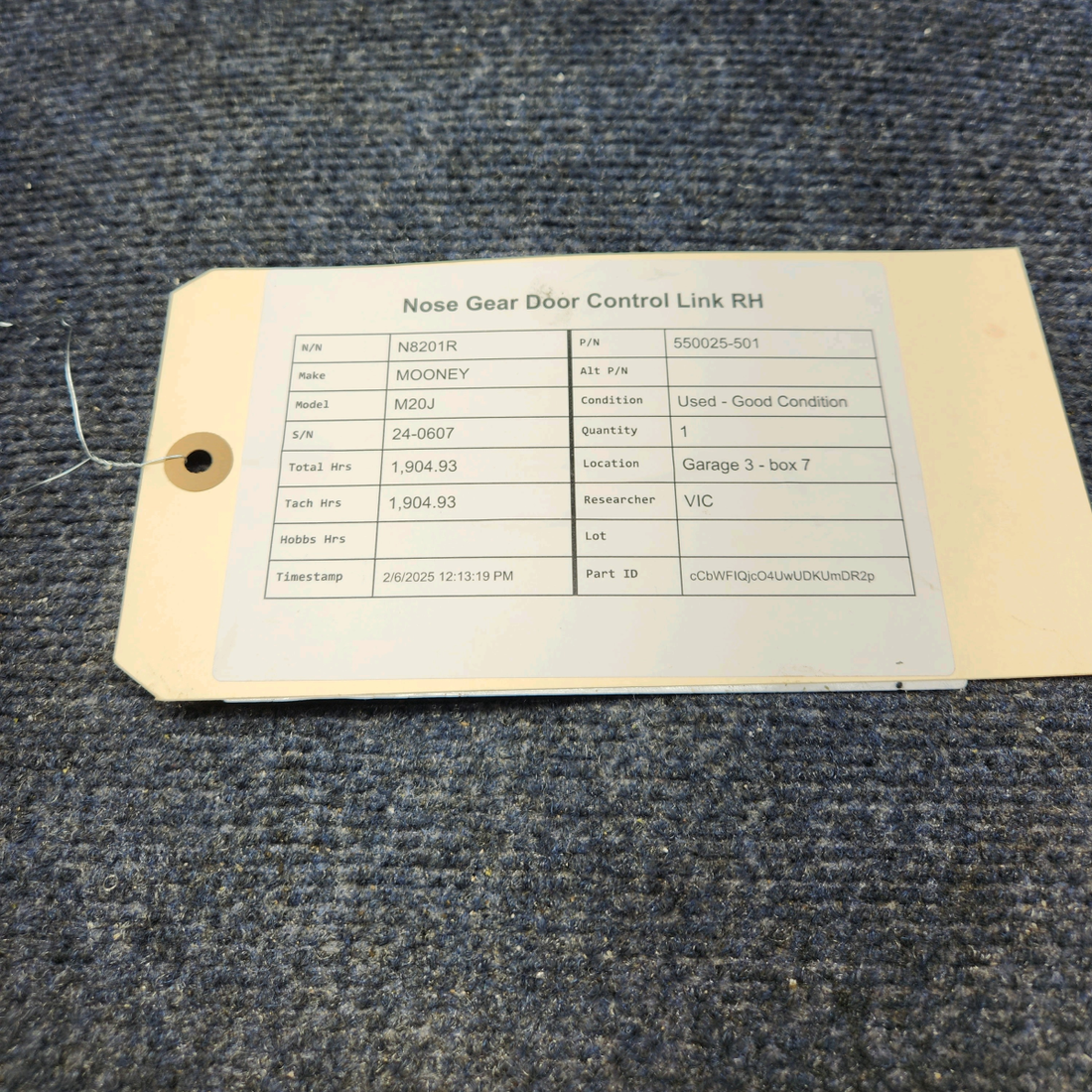 Used aircraft parts for sale, 550025-501 Mooney M20J NOSE GEAR DOOR CONTROL LINK