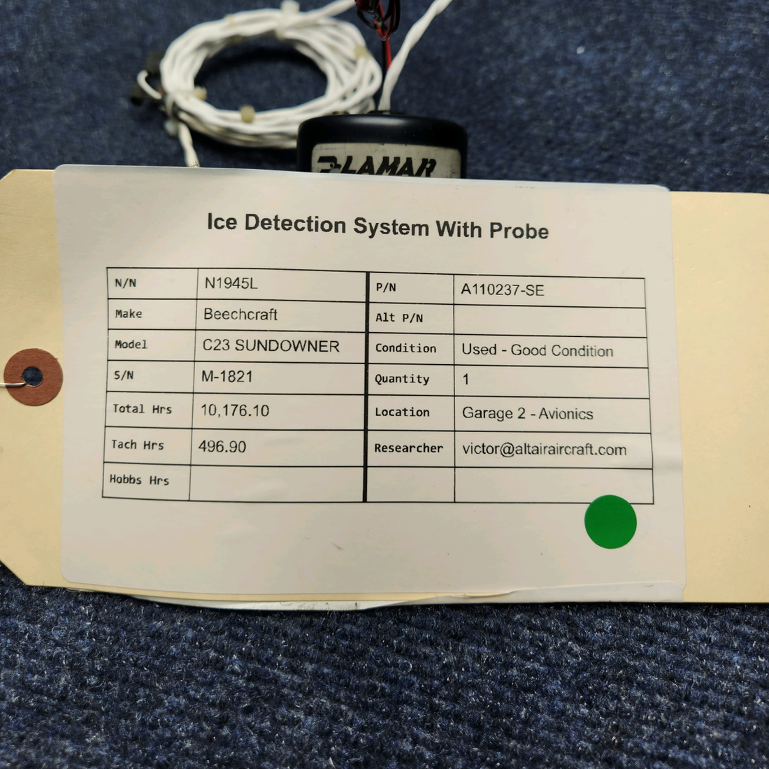 Used aircraft parts for sale, A110237-SE Beechcraft C23 SUNDOWNER ICE DETECTION SYSTEM WITH PROBE