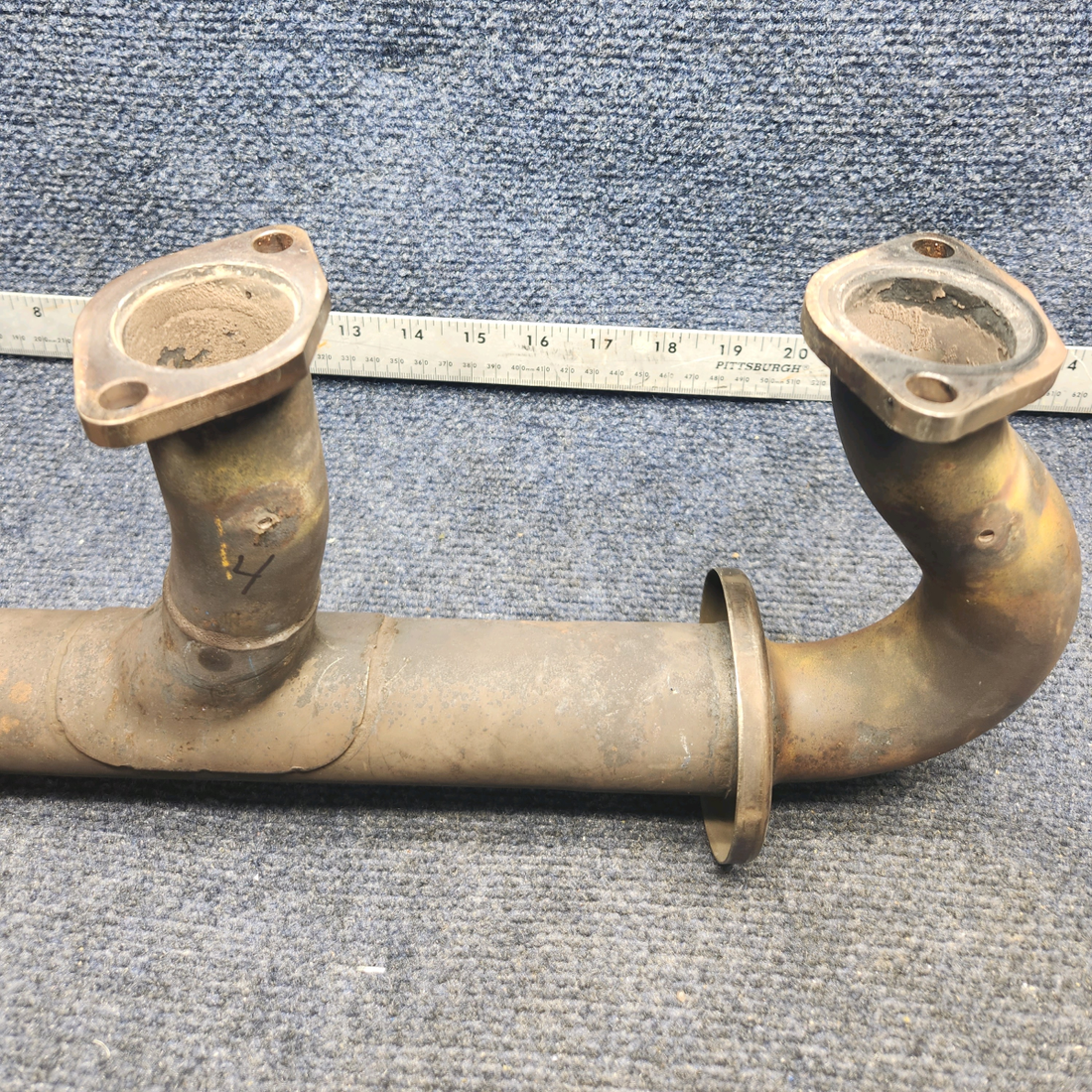 Used aircraft parts for sale, 642220-102, 642220-104 Mooney M20K AFT EXHAUST RISER RH WITH PROBE HOLE CYL 2 AND CYL 4.