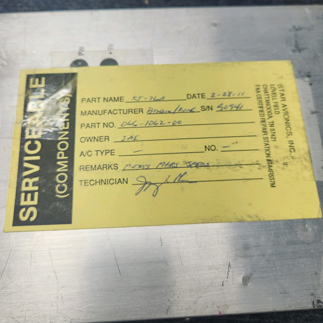 Used aircraft parts for sale, 66-1062-00 Bendix King Mooney M20K KT 76A ATC TRANSPONDER 14 VOLT DC