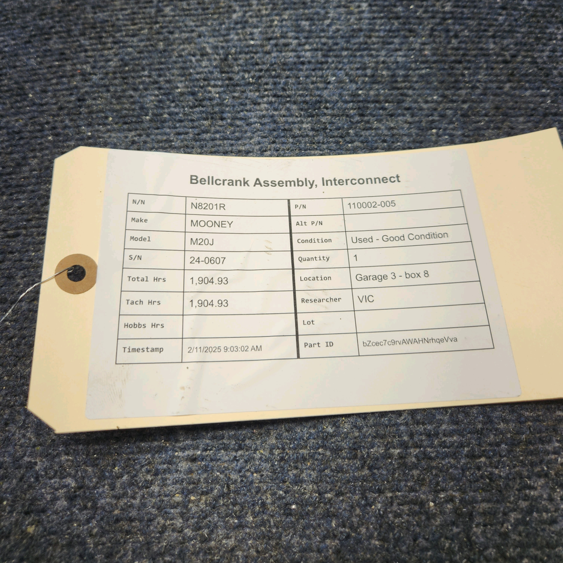 Used aircraft parts for sale, 110002-005 Mooney M20J BELLCRANK ASSEMBLY, INTERCONNECT