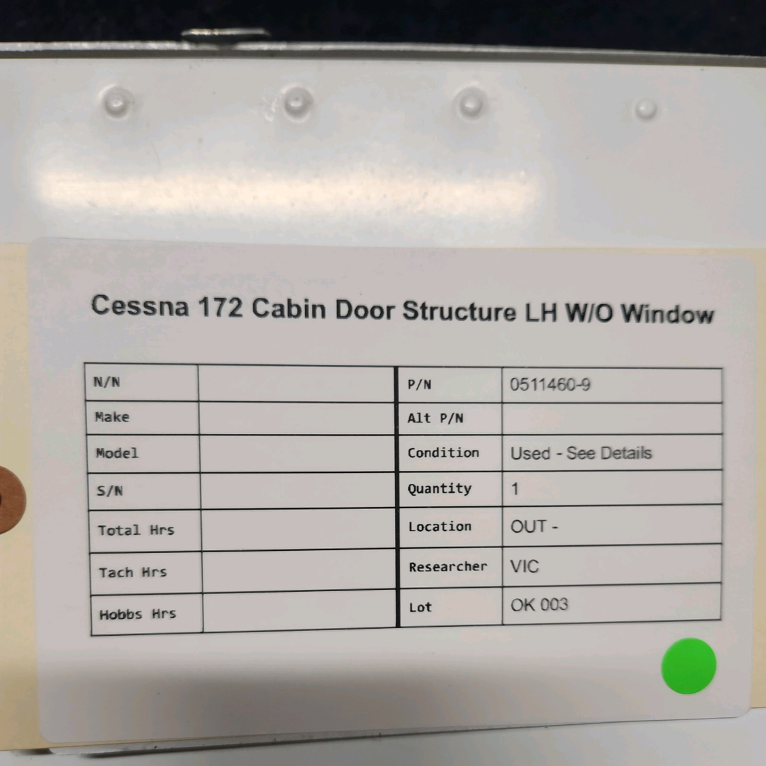 Used aircraft parts for sale, 0511460-9 Cessna CESSNA 172 CABIN DOOR STRUCTURE LH W/O WINDOW