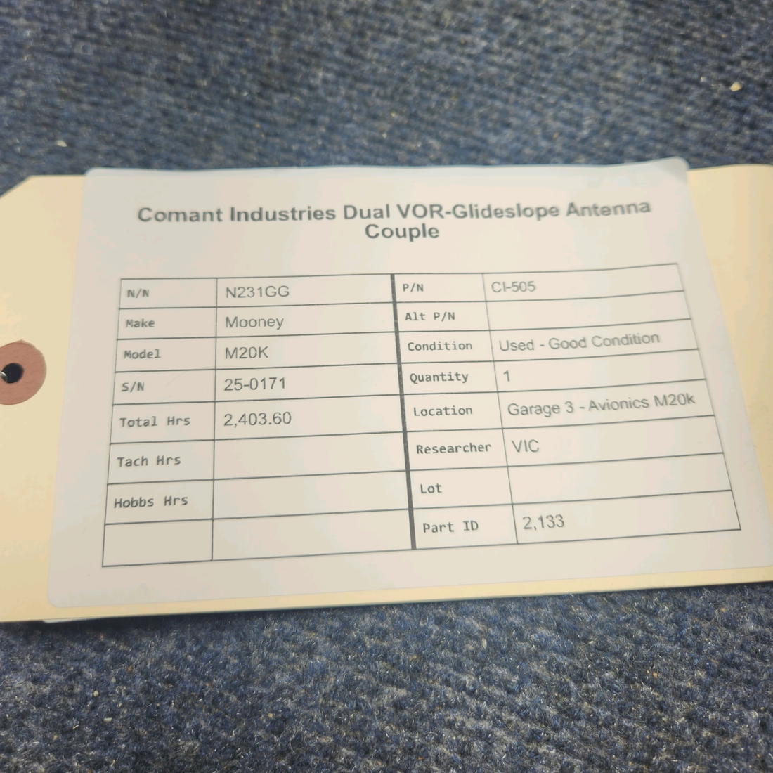 Used aircraft parts for sale, CI-505 Comant Mooney M20K DUAL VOR-GLIDESLOPE ANTENNA COUPLE